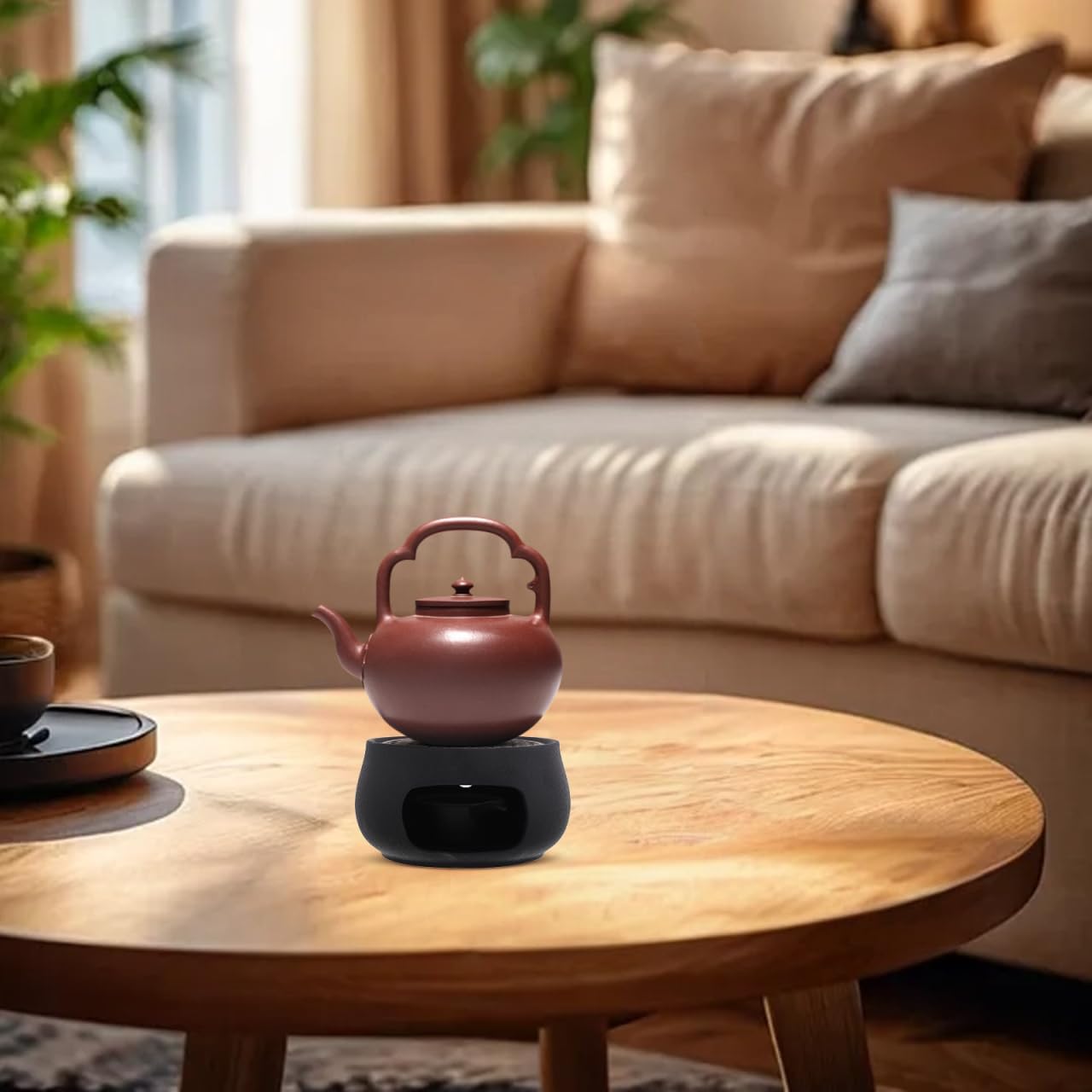 DECHOUS Teapot Warmer Ceramic Tea Pot Warmer Heating Base Vintage Teapot Stand for Home, Heating Coffee Milk Tea