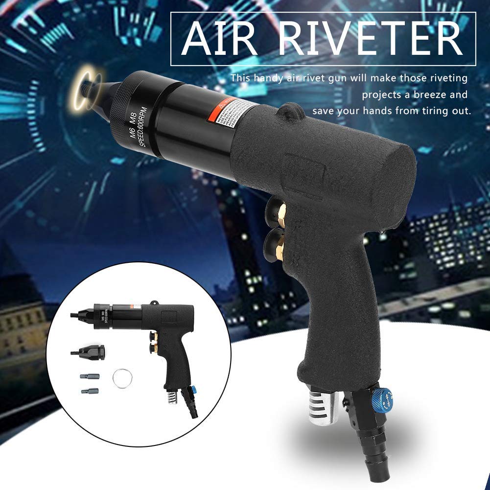 Pneumatyczny pistolet do nitowania, KP-739A / KP-740A Nitownica pneumatyczna Nakrętka automatyczna do nitonakrętek pneumatycznych z uchwytem do nakrętek i hakiem (90 PSI) (M6 / M8)