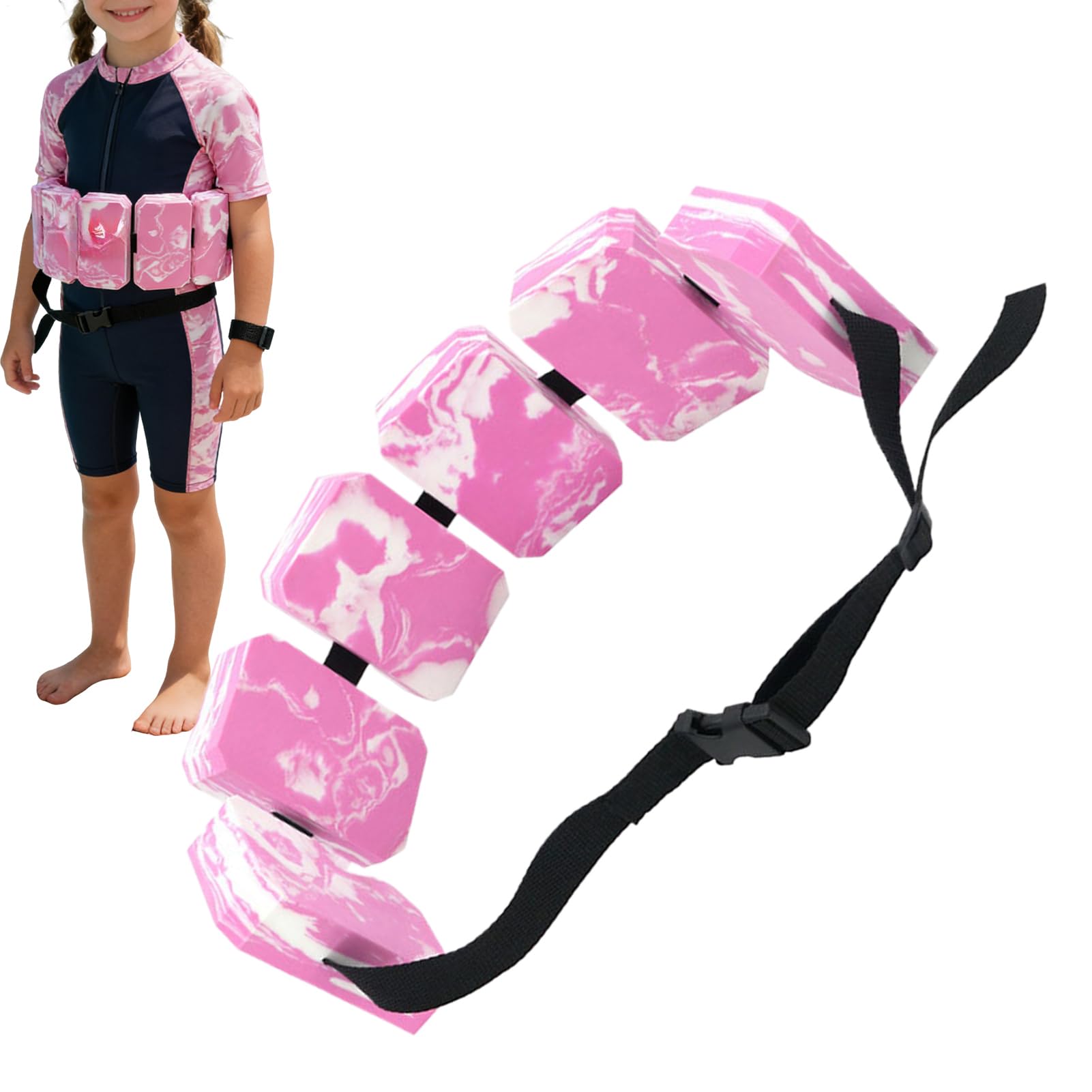Kids Swim Belt, EVA Float Waist Belt with Adjustable Buckle, Waist Support Swimming Training Aid, Water Aerobic Equipment, Adult & Kid-Friendly Swimming Training Prop