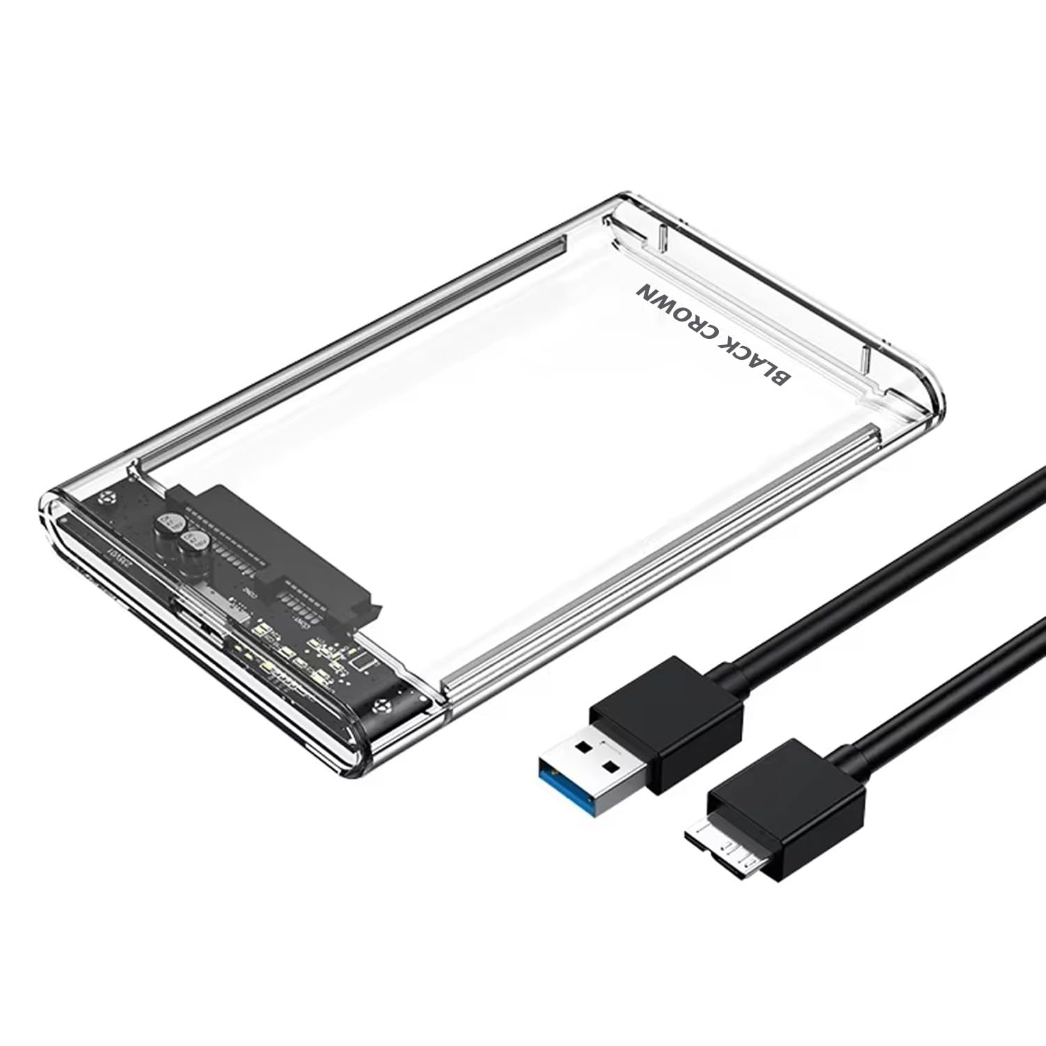 BLACK CROWN SATA SSD Enclosure Transparent Case, USB 3.0 to SATA External Hard Disk Case with Fast Transfer Speed Up to 5 Gbps & Up to 4TB Storage Capacity Compatible with 2.5 SATA SSD, USB Micro- B-image-42