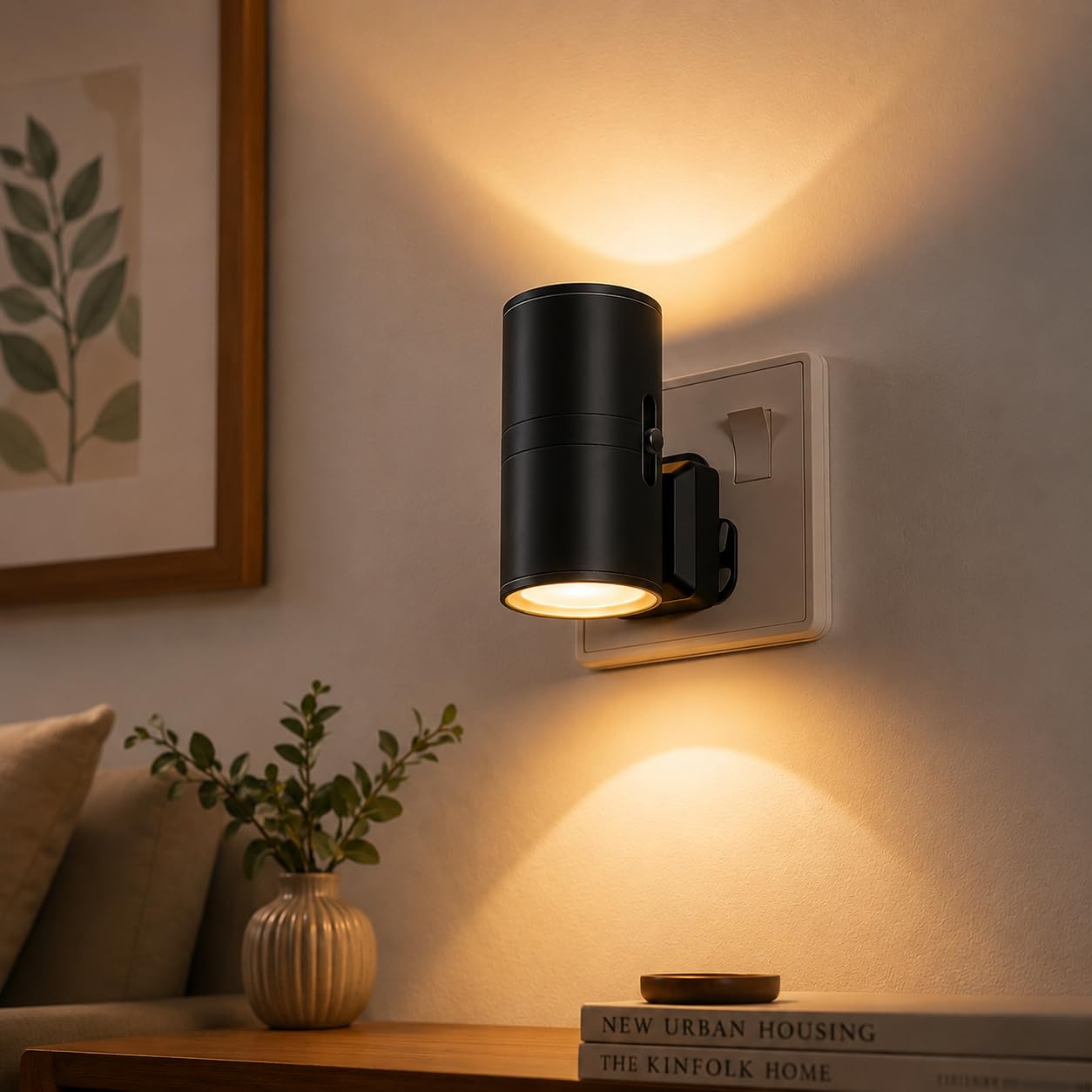 LOHAS-LED Plug in Night Light, Dimmable Nightlight 100LM, Dusk to Dawn Sensor, Warm White 2700K LED Nightlight, Night Light Plug in Wall for Bedroom Hallway Stairs Bathroom Toddler, 1 Pack