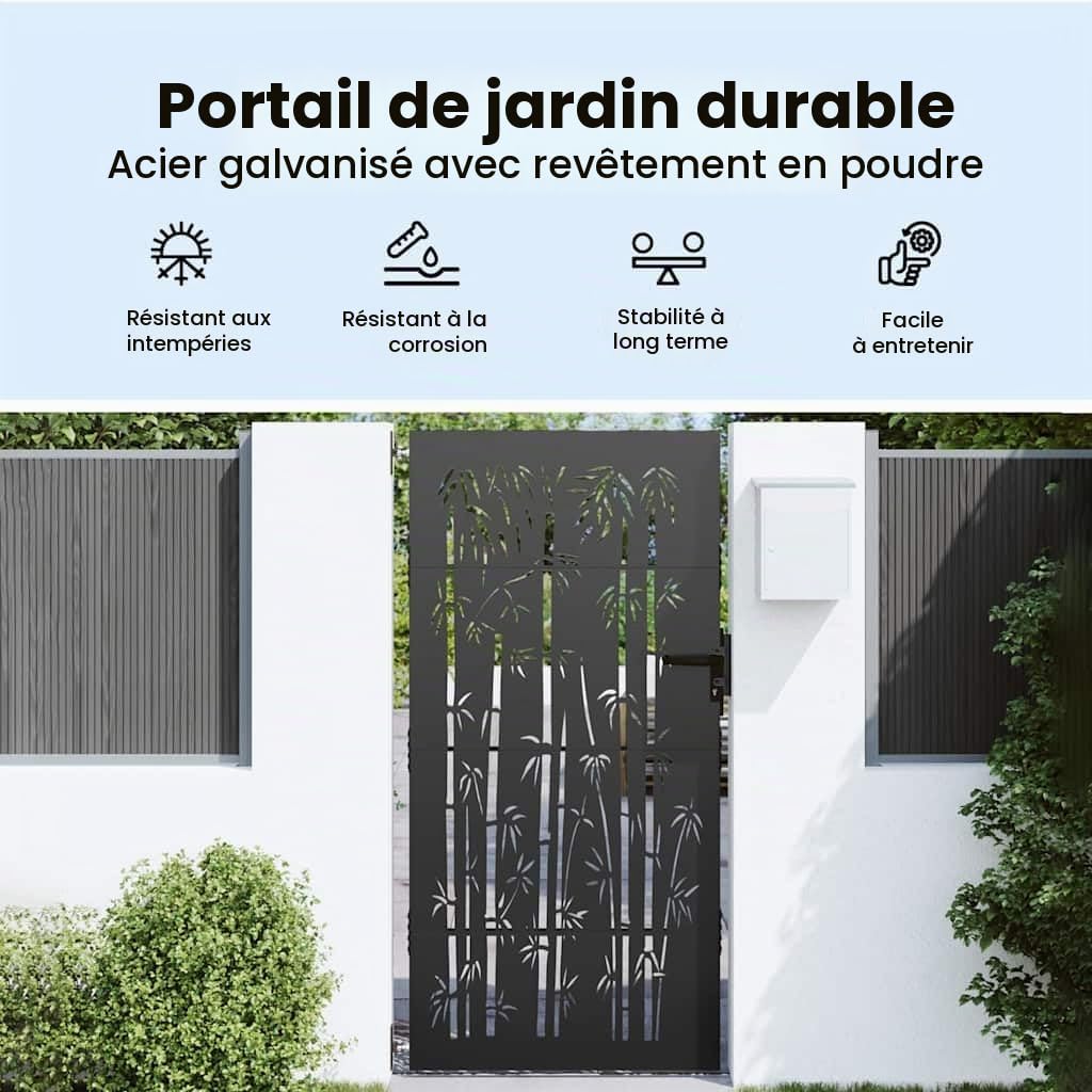 vidaXL Porte de Jardin 85 x 175 cm Noir Verrouillable