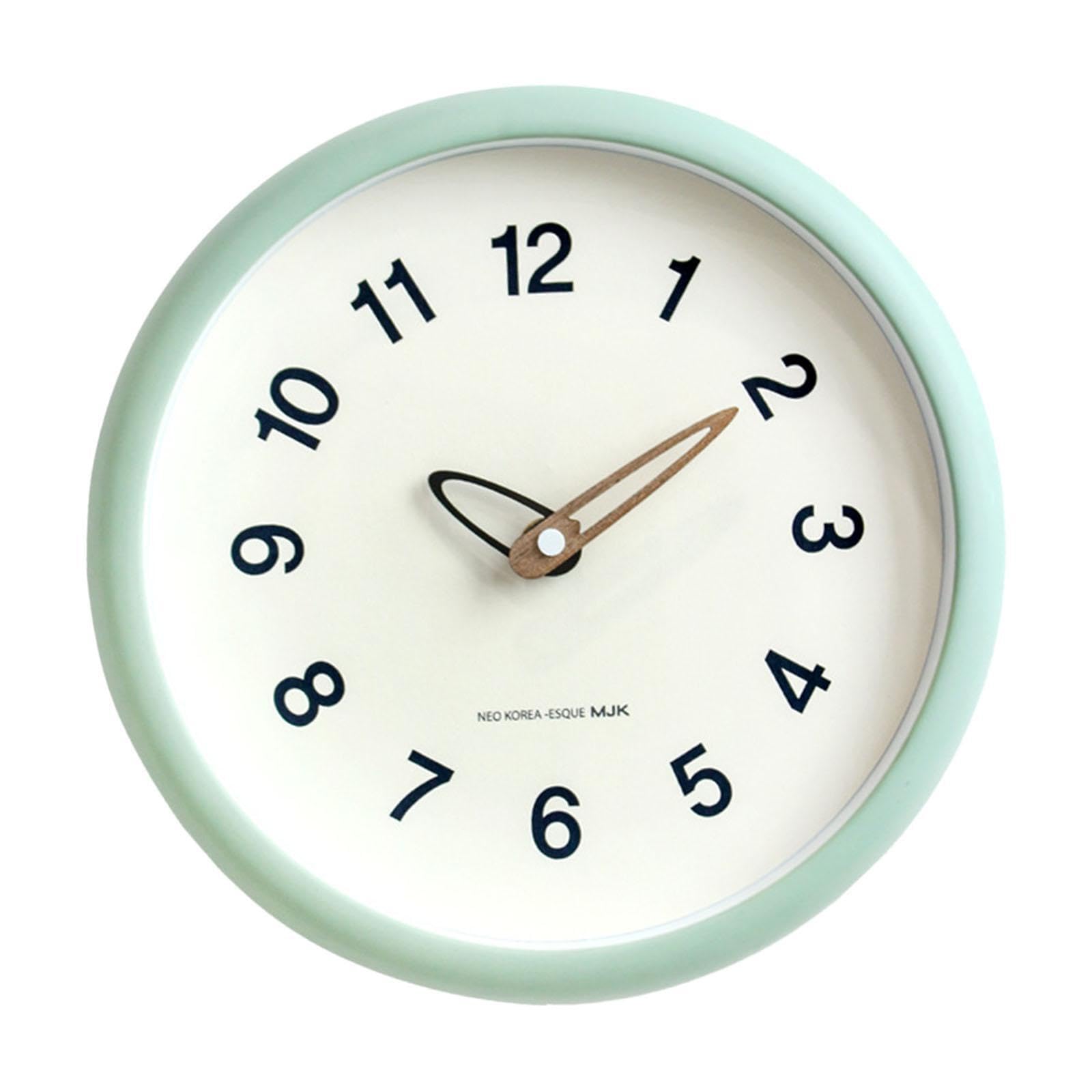 QIXCXAZ Artful Wall Clock Decorative Round Clock Lightweight Timeless Style Silent Movement For Home Or Office Round Wall Quiet Silent Non Ticking Gifts, Green, 25x25cm