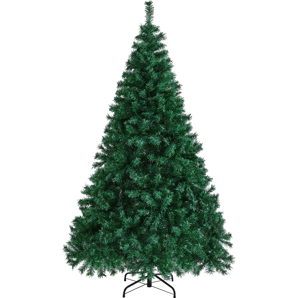 Yaheetech Sapin de Noël Artificiel 183 cm, Montage Rapide à Charnières | Arbre de Noël 1000 Branches en PVC avec Support Pliable en Métal, Pieds en Caoutchouc Antidérapants pour Maison, Bureau