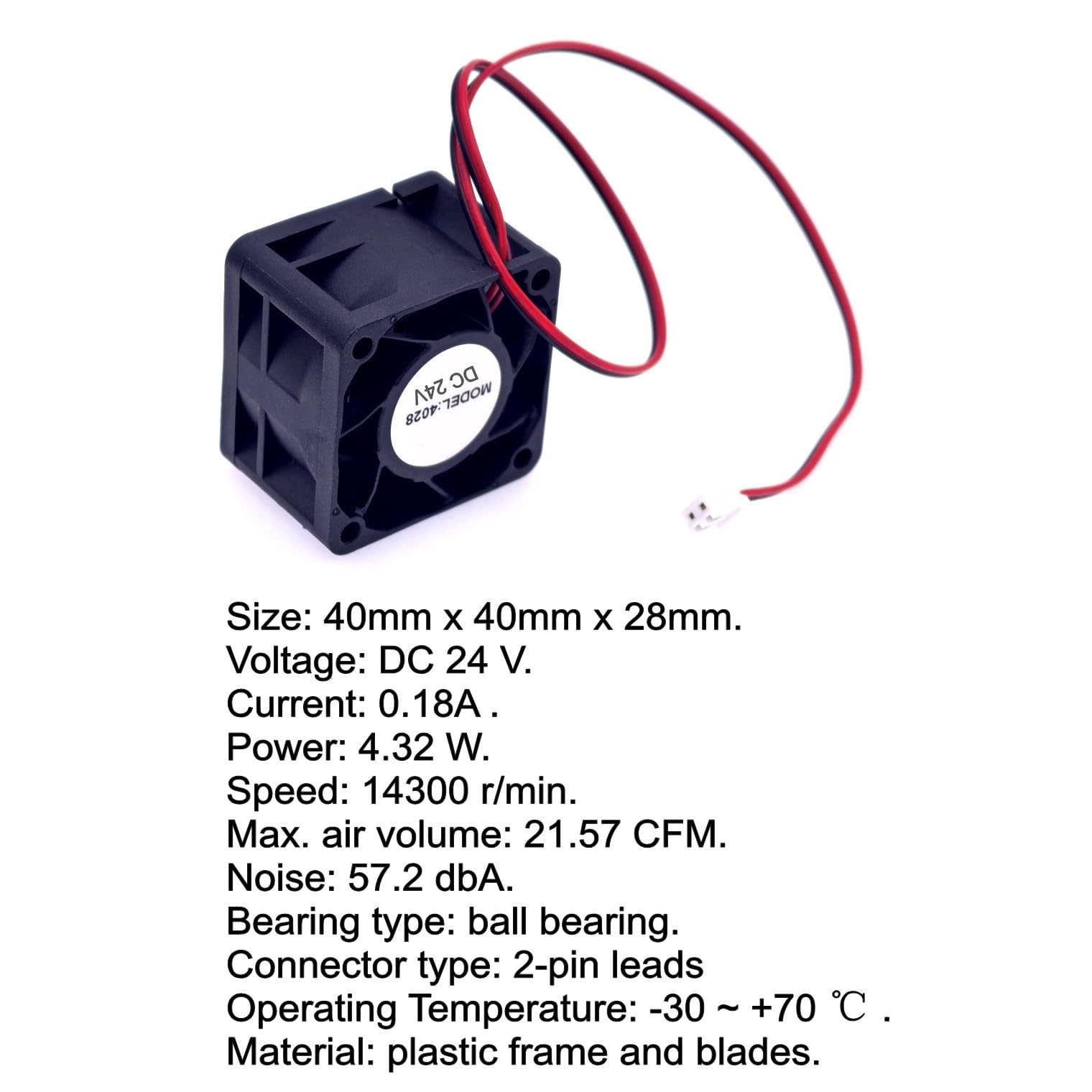JZK 40x40x28 mm DC 12V mini ventola di raffreddamento 40mm con connettore a 2 pin, 15000