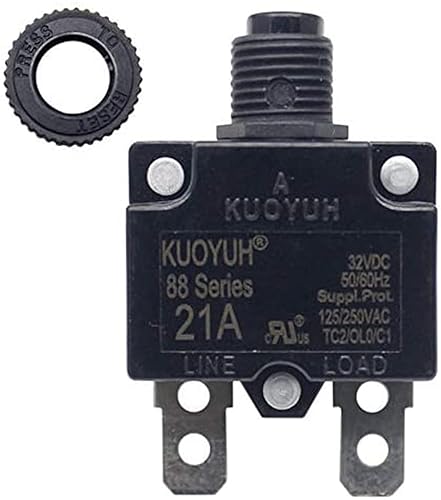 Miniatura 10 de KUOYUH Serie 88 125250VAC 32VDC 5060Hz Disyuntor de sobrecarga térmica con tapa antipolvo impermeable 3-30A (5A 1pc)