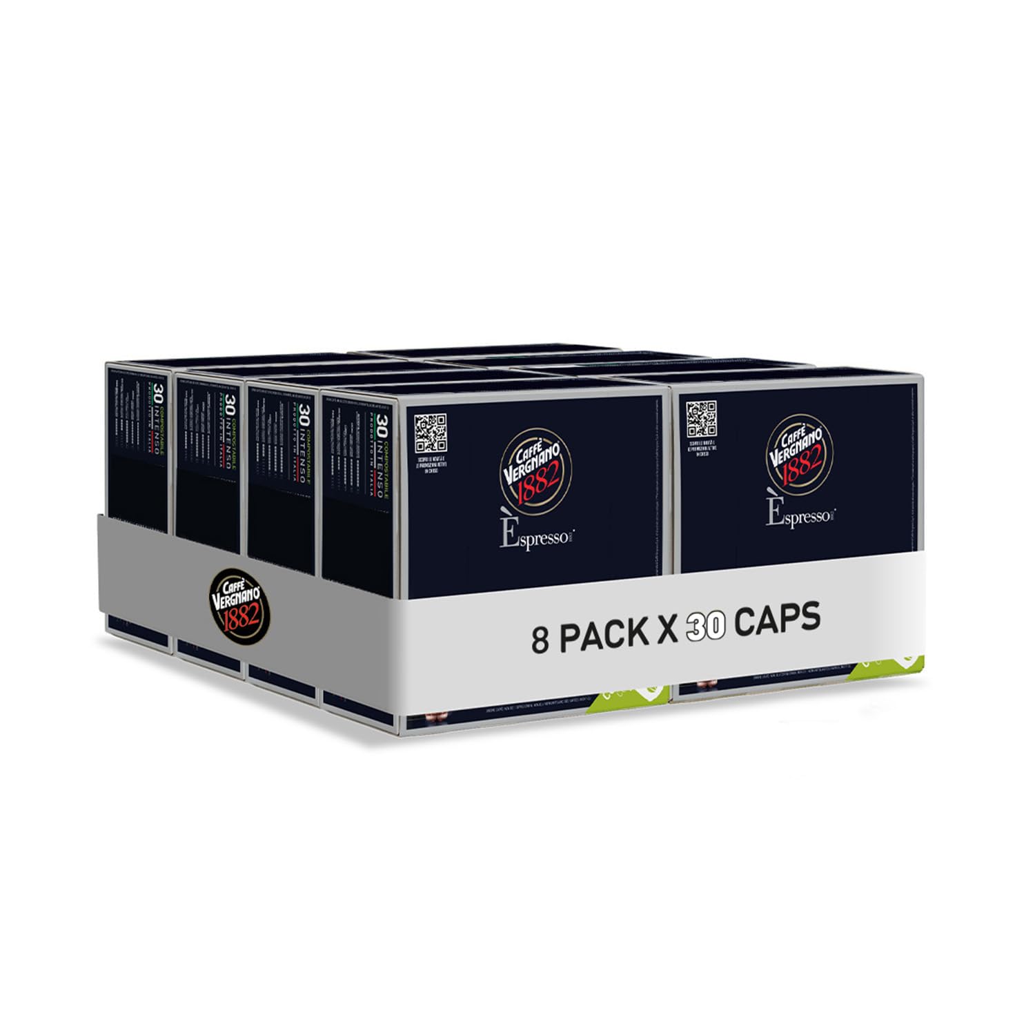 Caffè Vergnano Èspresso1882 - 240 Capsule Caffè Compatibili Nespresso e Compostabili, Intenso- 8 confezioni da 30 capsule