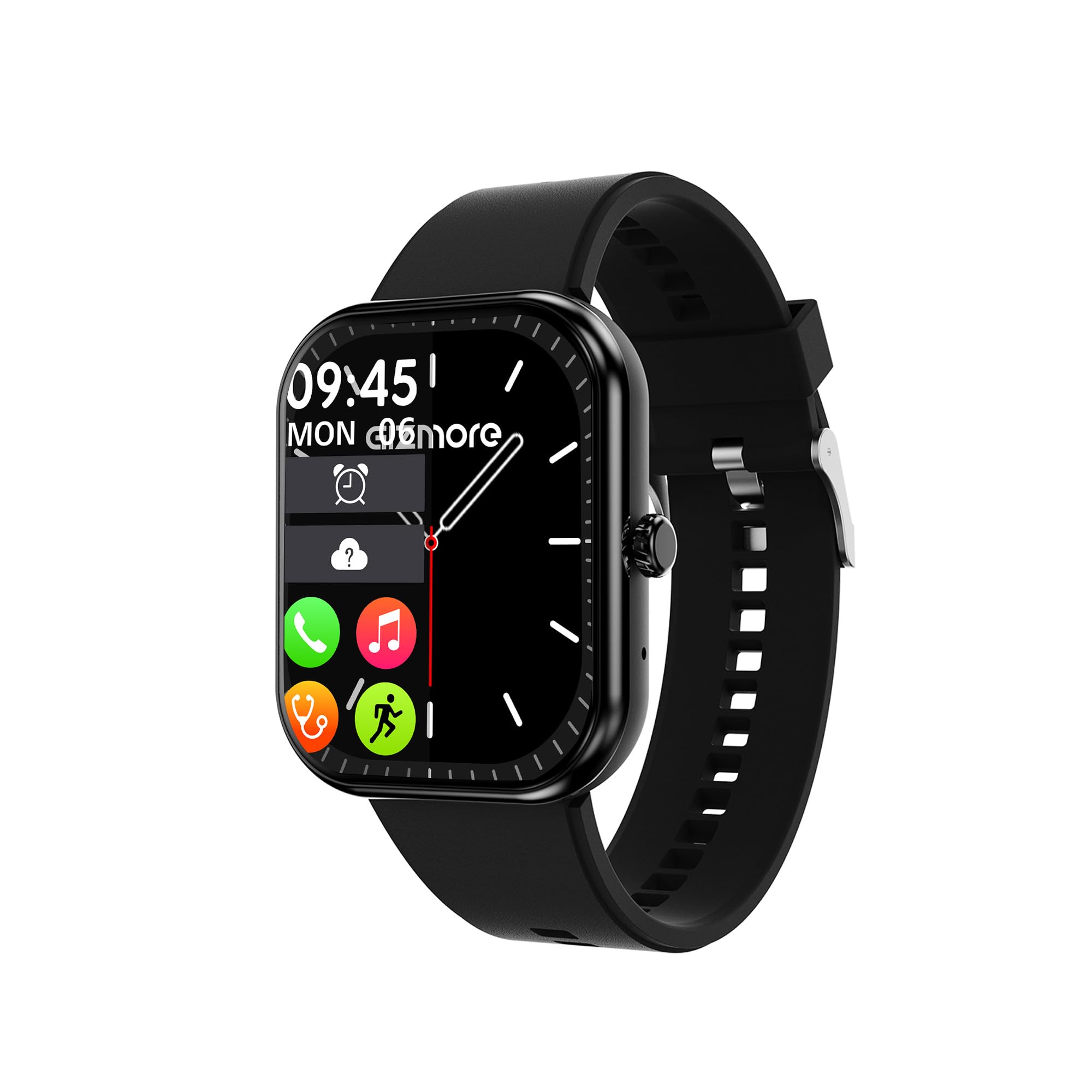 GIZMORE Ultra Max 2.01 Inch Always-On-Big Display | 600 NITS Brightness & Split Screen | Rotating Crown| AI Voice Assistance | Health Suite | Bluetooth Calling Smart Watch for Men and Women (Black)
