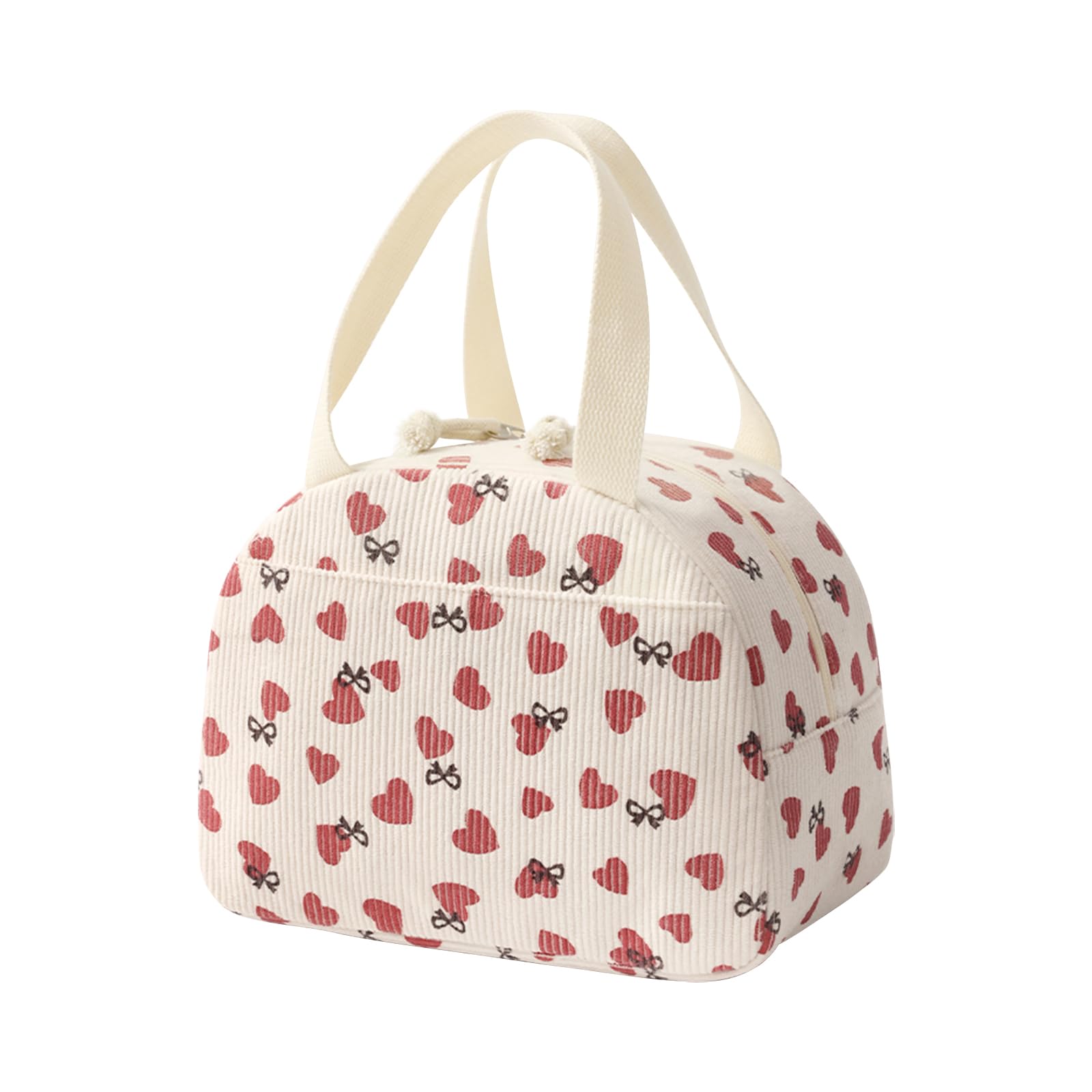 Corduroy Lunch Bag for Women Men Cute Lunch Tote Bags Reusable Insulated Lunch Box Large Capacity Reusable Insulated Cooler for Work/Picnic/Travel (Corduroy Love)