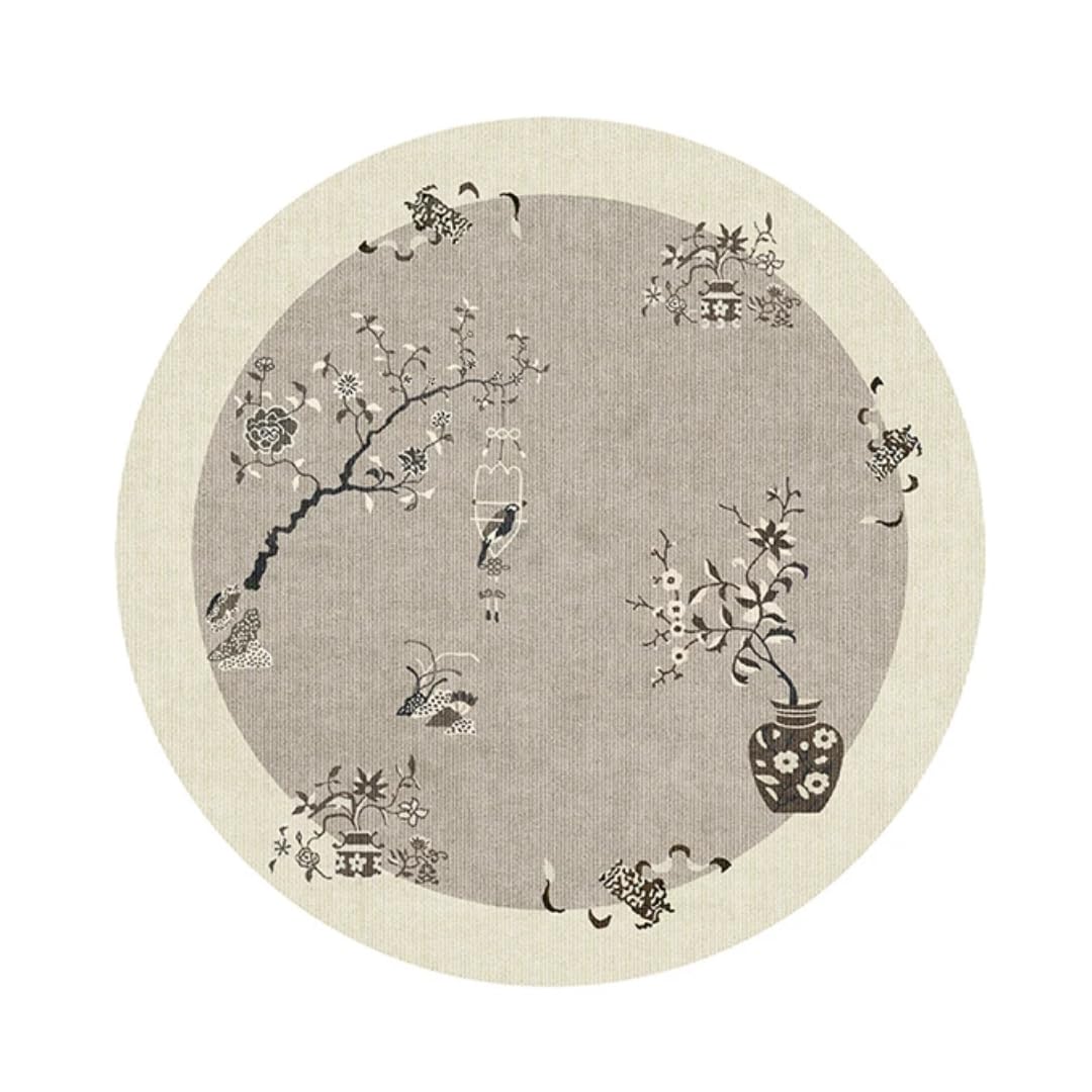 Tapis d'étude rond épais 80x80 cm pour décoration de chambre à coucher et salon vintage