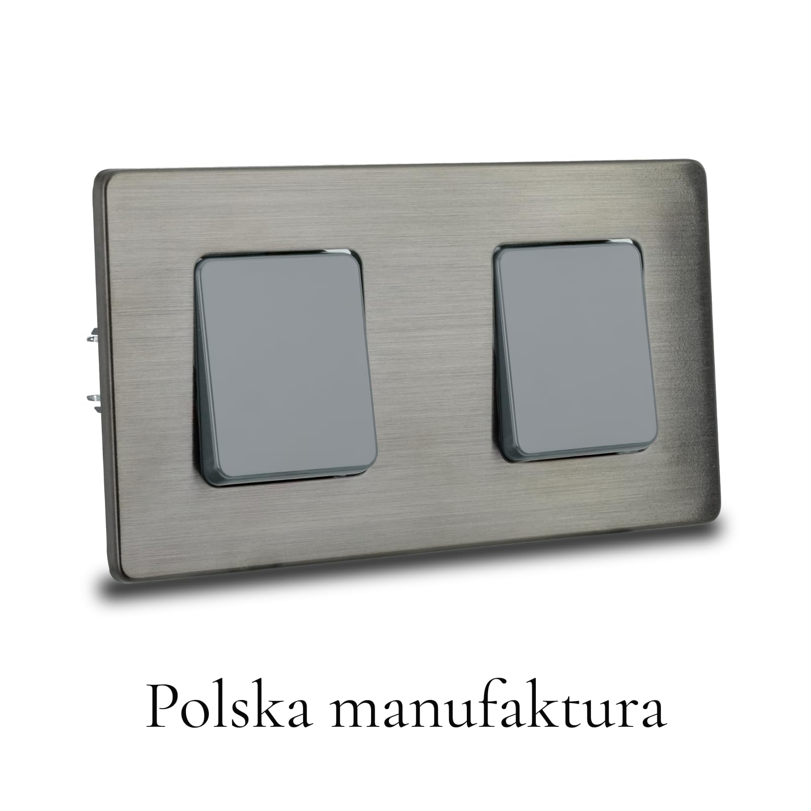 Włącznik Światła Podwójny Szary Krzyżowy Stal Szczotkowana PVD Gunmetal