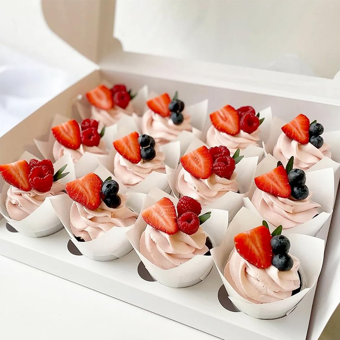 150 Pieces Tulip Cupcake Muffin Liners Paper Baking Cups Greaseproof Cupcake Wrappers for Birthday Wedding Party Baby Showers Catering Restaurants(White) - Image 6