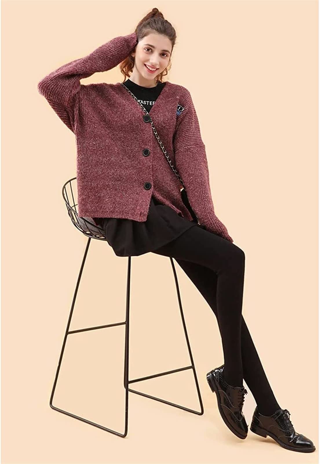 Collant da Donna Foderati in Pile Collant Termici Collant Invernali Caldi a Vita Alta Opachi con Collant a Piede Superiore con Controllo della Pancia (Color : Nude, Size : One Size) (Black1 One Size
