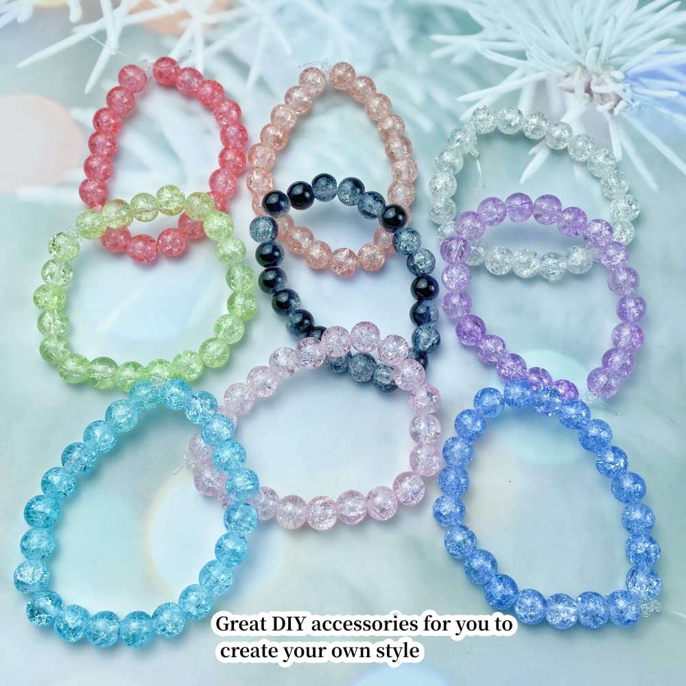 “Glass Beads” ブレスレット Amazon.com: 100pcs Crackle Glass Beads 8mm Round Crystal Glass