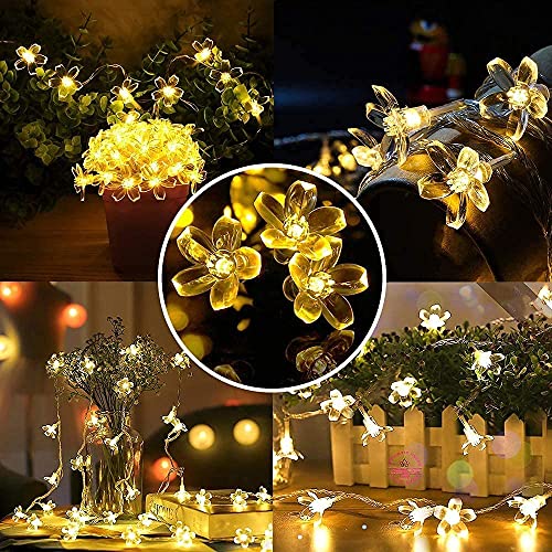 Image of Xenith 14 LED Silicone Blossom Flower Fairy String Decorative Lights for Diwali Christmas Tree Home Balcony Bedroom Window Wall Garden Navratri Ganpati Valentine Decoration (Warm White, 3.5 Meter)