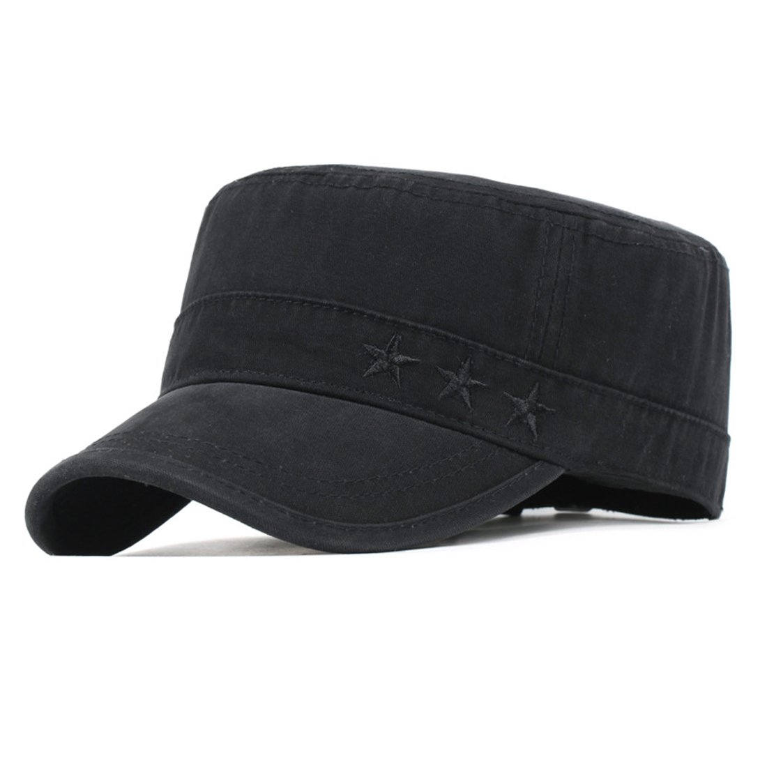 Xrdss Men's Black Classic Army Caps Military Hats Adjustable Baseball Cap (Black)