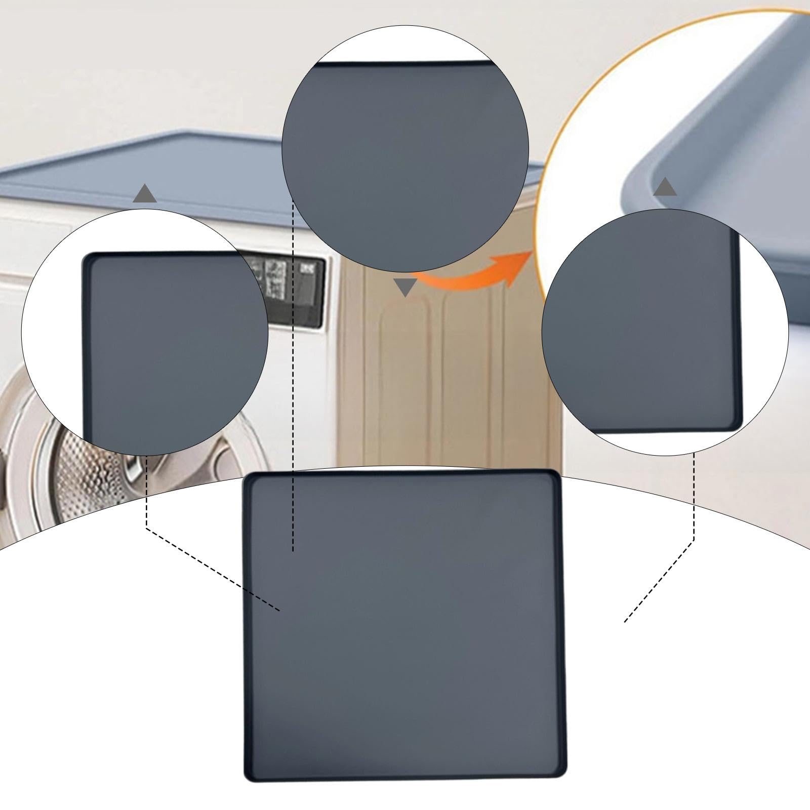 Kühlschrank Matte Silikon Kühlschrank Tropfmatte mit erhöhtem Rand, Mini Kühlschrank Tropfschale Bodenschutz wiederverwendbar für Waschmaschine, Trockner, Weinschrank, Schwarz 68.5 x 68.5 cm