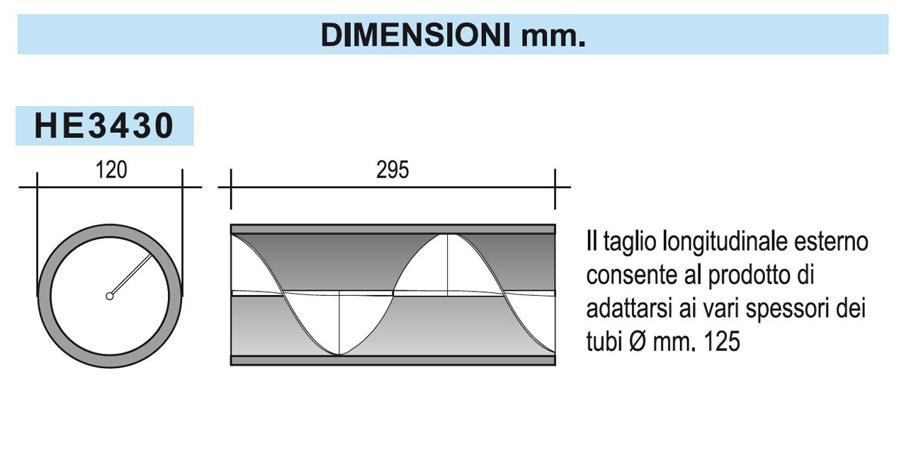 La Ventilazione HE3430 Silenziatore Acustico Elicoidale per Fori, Bianco, 300 mm-120 mm
