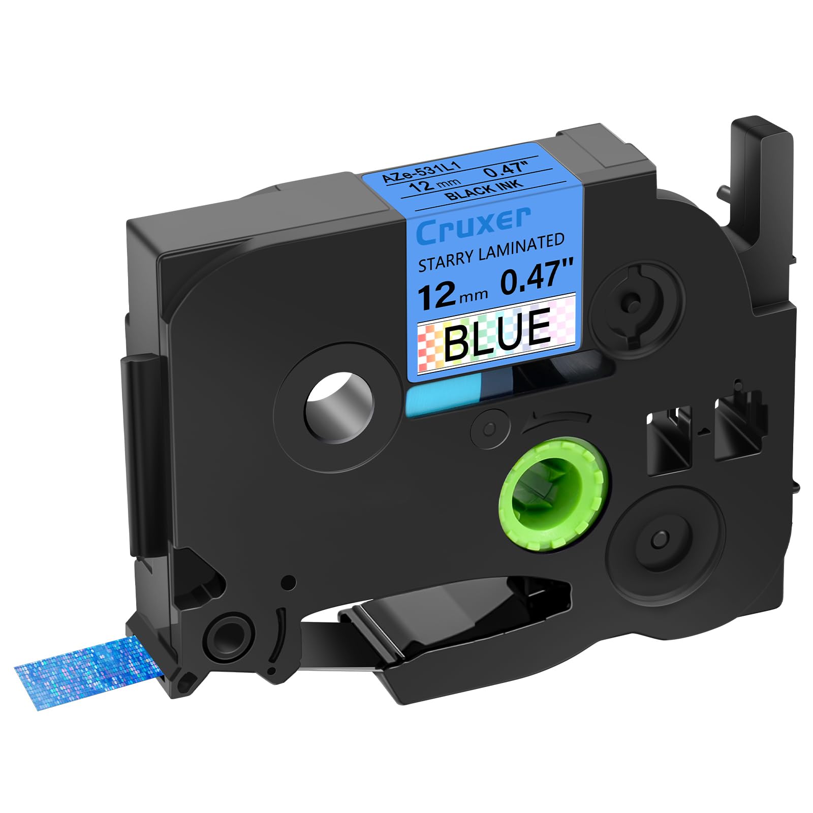 Cruxer Lot de 40 Ruban compatible P-touch TZe-531L1 Noir sur Bleu 12 mm