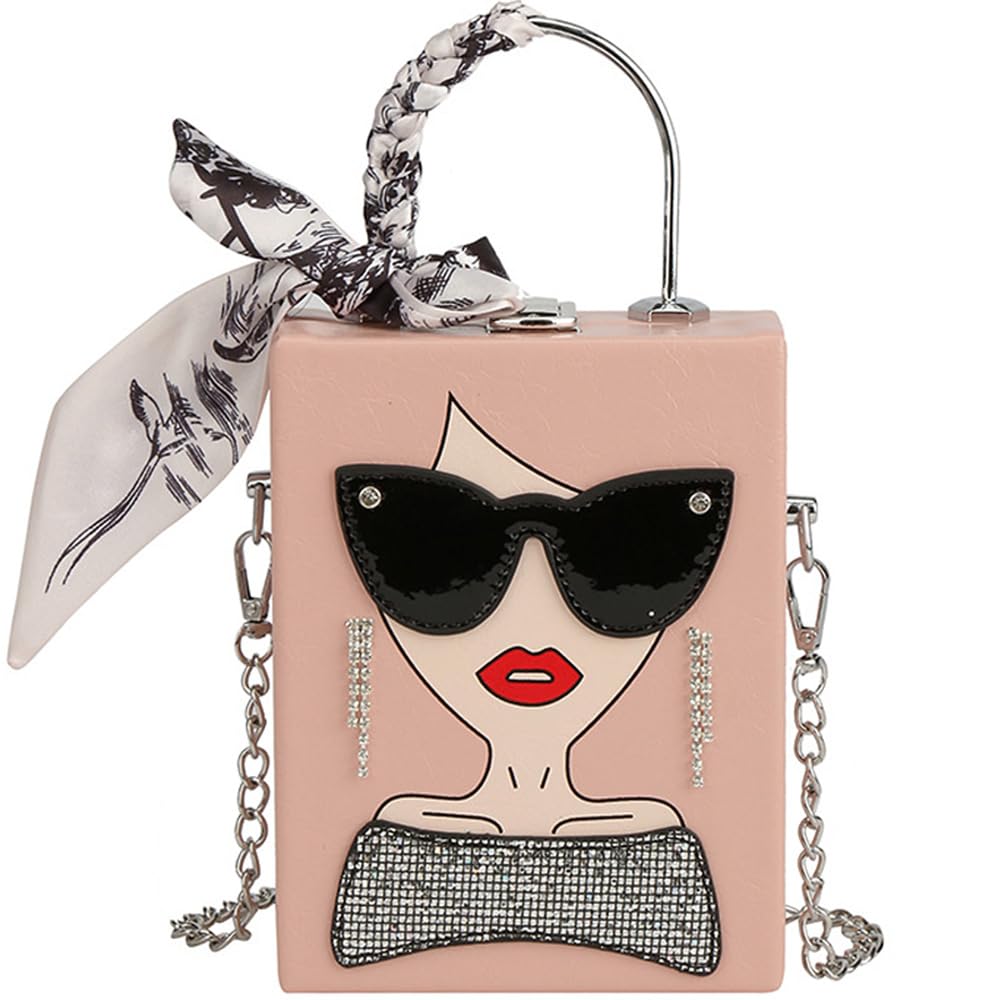 Novelty Unique 3D Lady Face PU Leather Top Handle Satchel Handbags for Women Funky Tote Purse Hobo Crossbody Shoulder bags