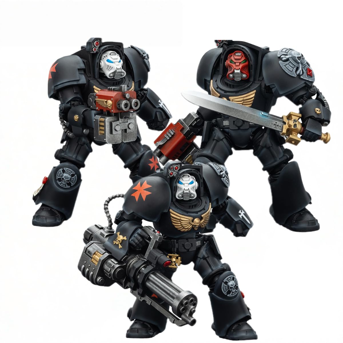 JOYTOY Warhammer 40.000 Black Templars Terminator 3‑teiliges Set Hochdetaillierte Gelenkfigur Actionfigur – Sammlerstück Geburtstage!