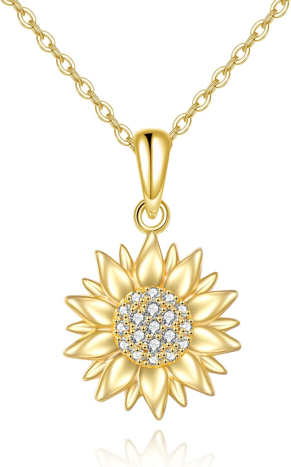 KECHO 14k Yellow Gold Sunflower Jewelry for Women, Fine Gold You are My Sunshine Jewelry Gifts for Her