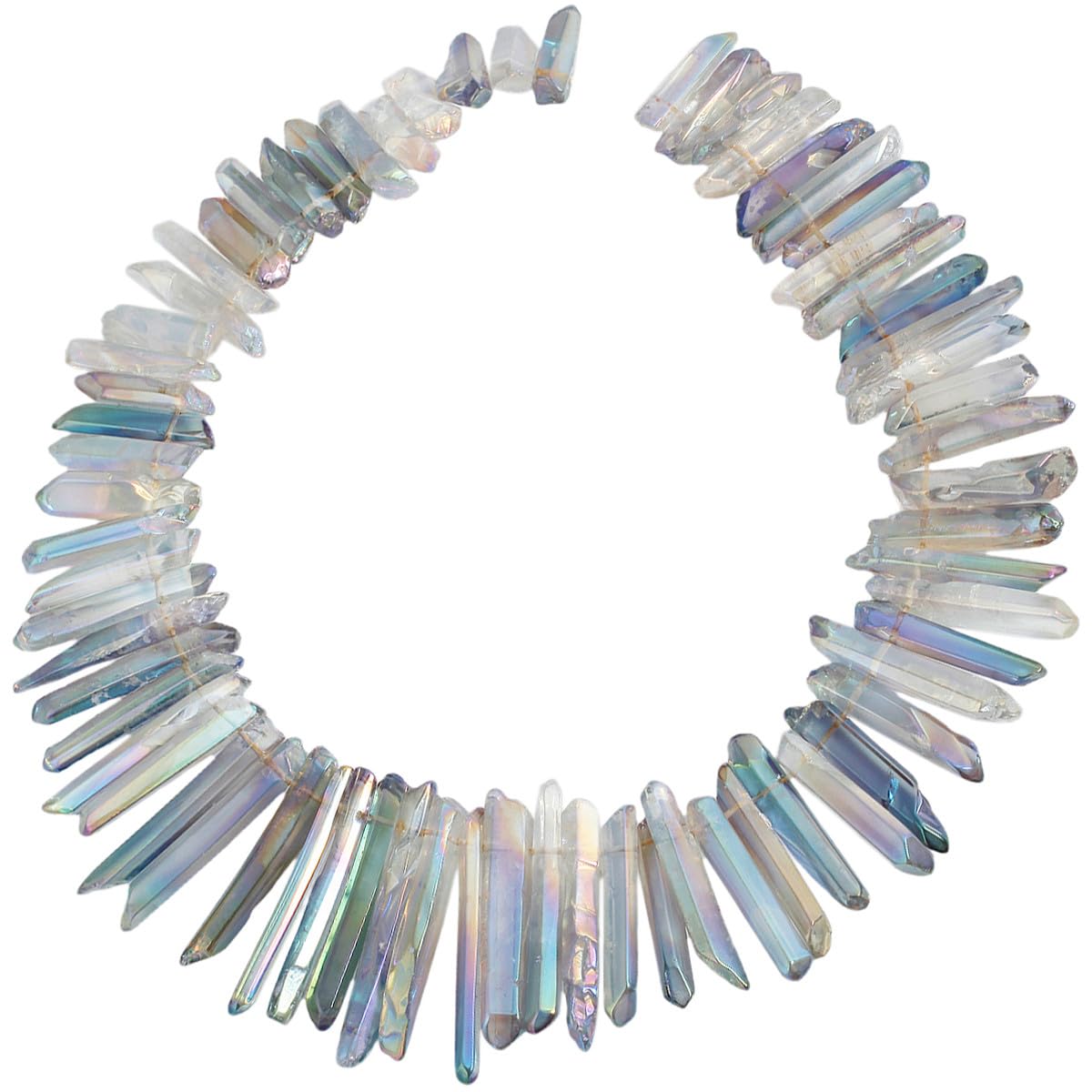 Nupuyai Grey Titanium Coated Irregular Rock Crystal Points for DIY Jewellery Making Polished Sticks Aura Crystal Quartz Spike Stone Beads