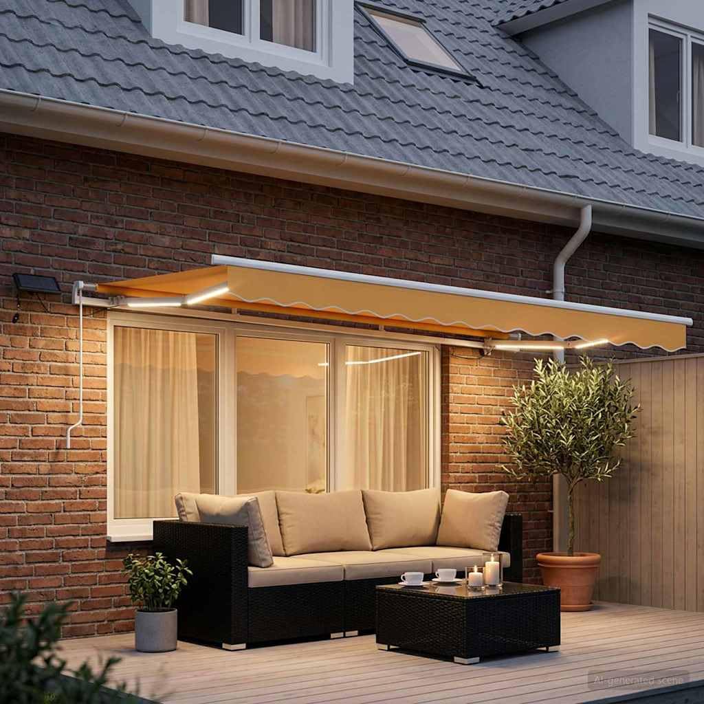 Tenda da sole estensibile, 300 x 250 cm, tessuto e alluminio, protezione solare per balcone, terrazza e giardino, resistente alle intemperie, resistente ai raggi UV, con manovella e