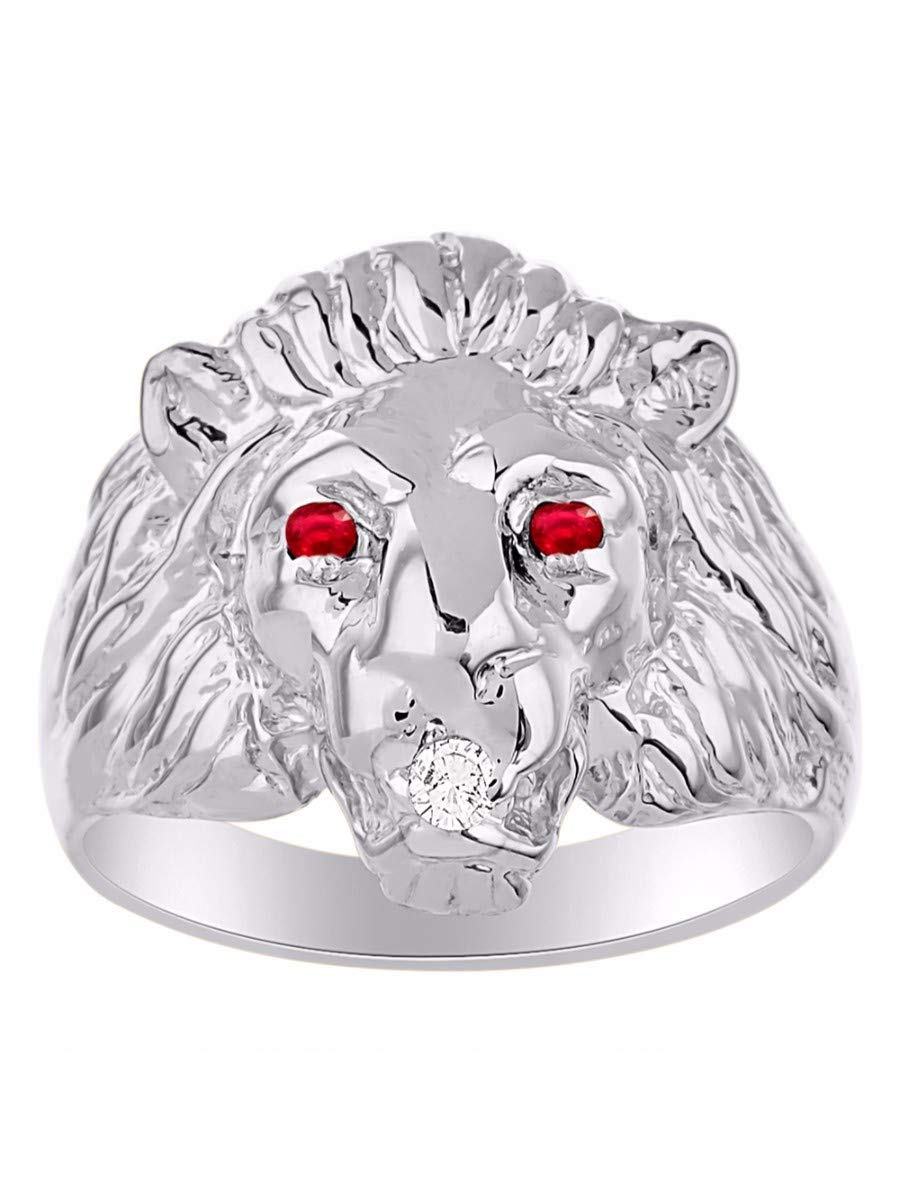 Amazing Conversation Starter Ring mit echten natürlichen Diamanten und wunderschönem Rubin-, Saphir- oder Smaragd-Löwenkopf-Ring
