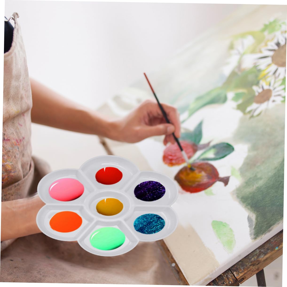 HOMSFOU 4Pcs Color Mixing Board Hand Grip Paint Tray for Artists Durable Palette for Watercolor Craft Projects Lightweight Reusable Mixing Tools