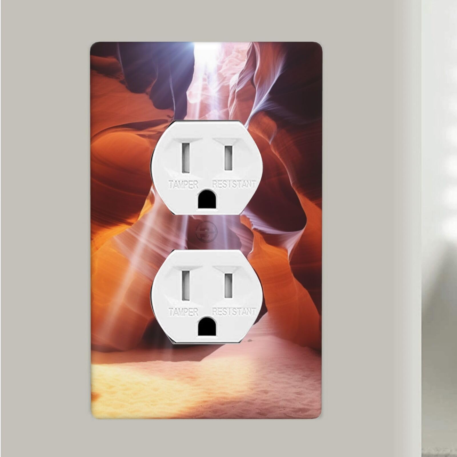 Antelope Canyon Duplex Receptacle Outlet Covers, 1-Gang Standard Size Wall Plates Unbreakable Polycarbonate Electrical Switchplate Cover Faceplate for Bathroom Kitchen Decor