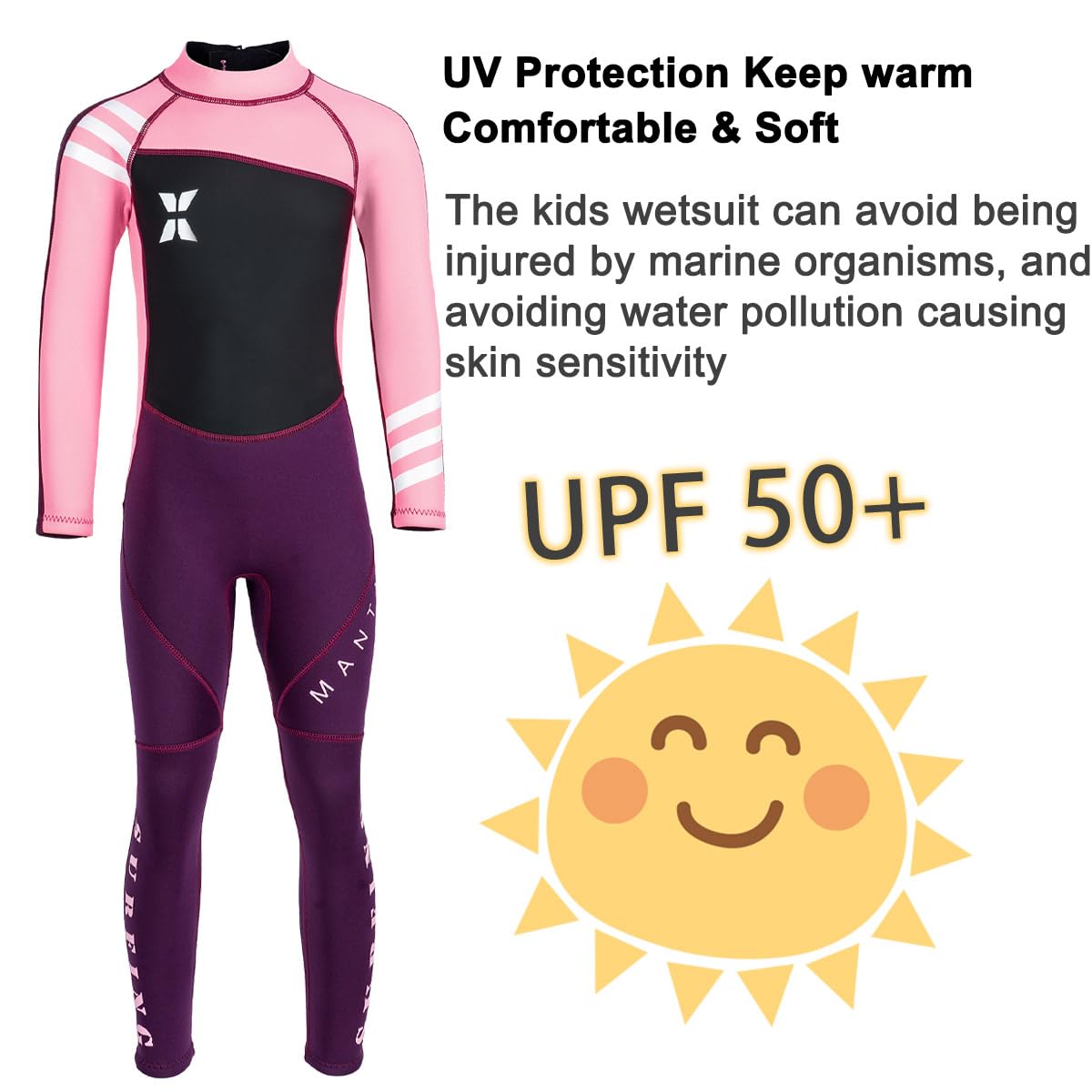 Kinder-Neoprenanzug, 2,5 mm, UV-Schutz, hält warm, langärmelig, zum Schwimmen, Tauchen, Tauchen