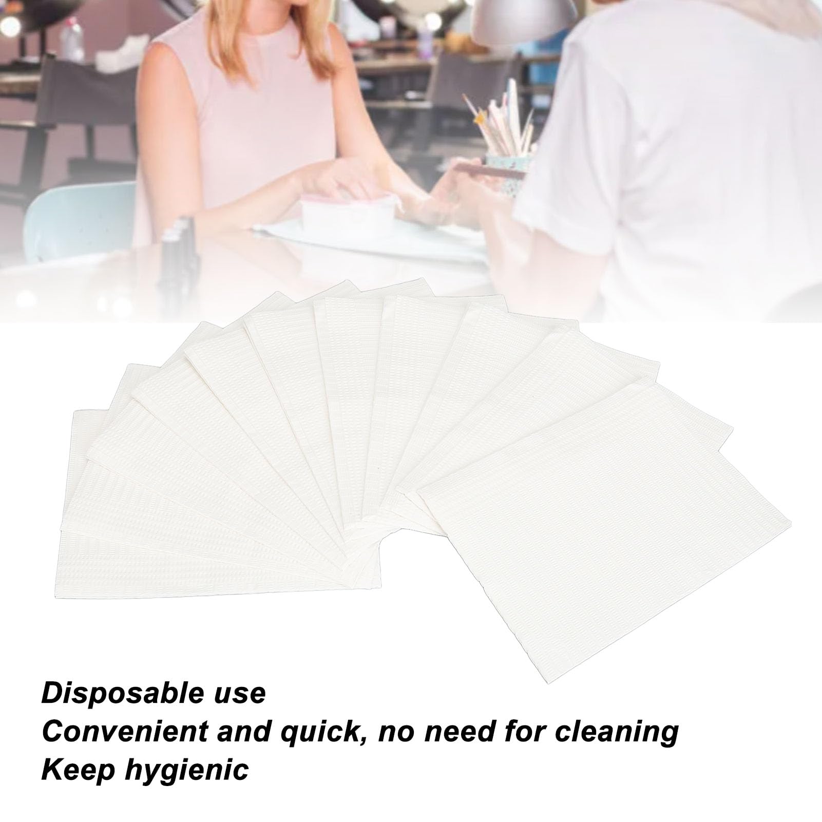Serviettes de Table à Ongles Jetables, Bavoirs Dentaires Imperméables, Couverture de Plateau Médical Confortable, 80 Pièces (WHITE)