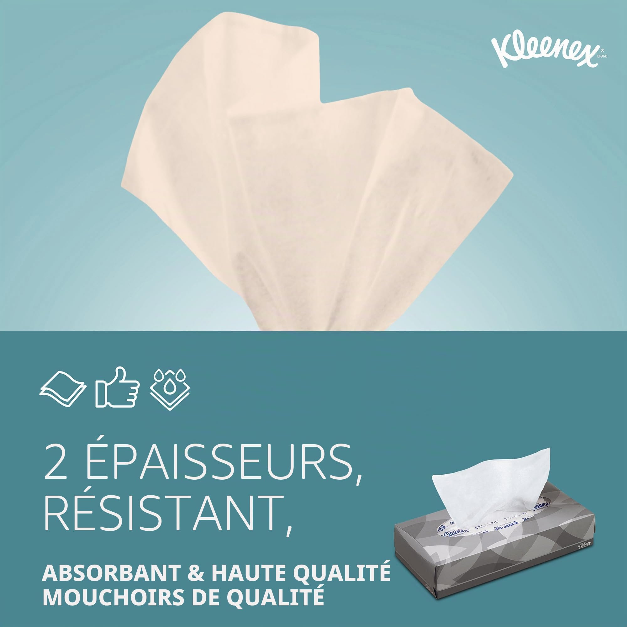 Boîtes de Mouchoirs Kleenex® 8815 – 2 Épaisseurs, Blancs, Doux, Résistants & Certifiés FSC – 40 Boîtes x 100 Mouchoirs (Total 4 000 mouchoirs)