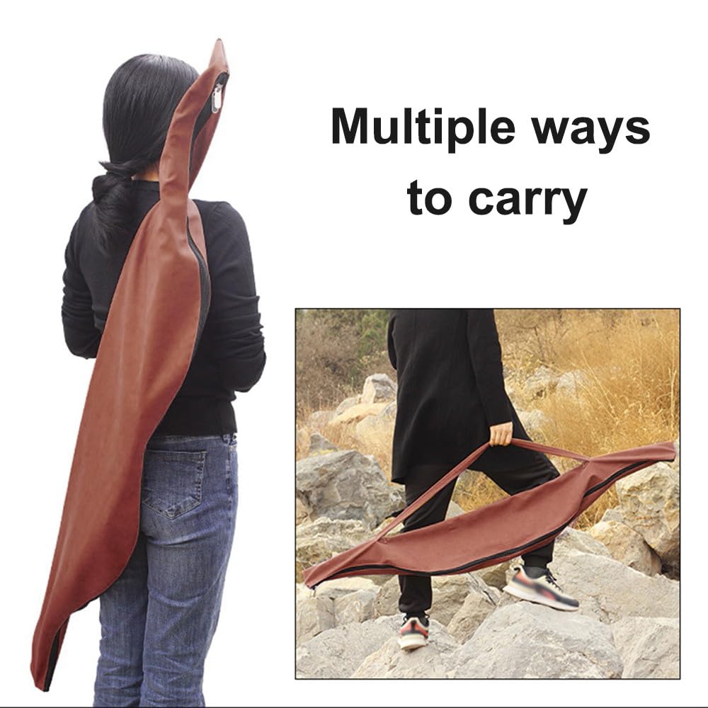 DONGKER Borsa per Arco per Tiro con L'Arco,60" Custodia per Arco Tradizionale Lunga Borsa per Arco in Pelle PU per Arco per Cavallo con Arco Lungo