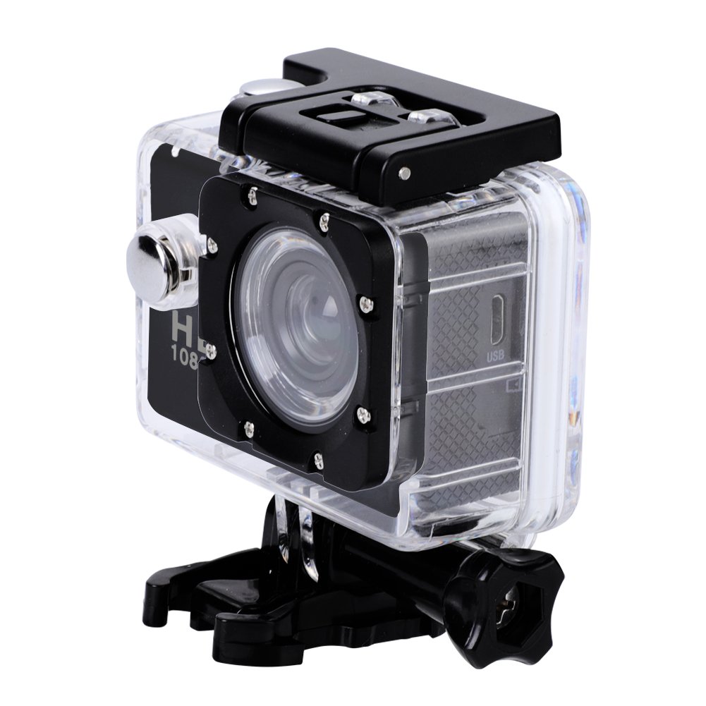 4K Action Camera,12MP 1080p Full HD impermeabile 30M, obiettivo grandangolare 140,batterie ricaricabili 900mAh, fotocamera subacquea con schermo LCD da 2.0"e kit di accessori di montaggio(Nero)