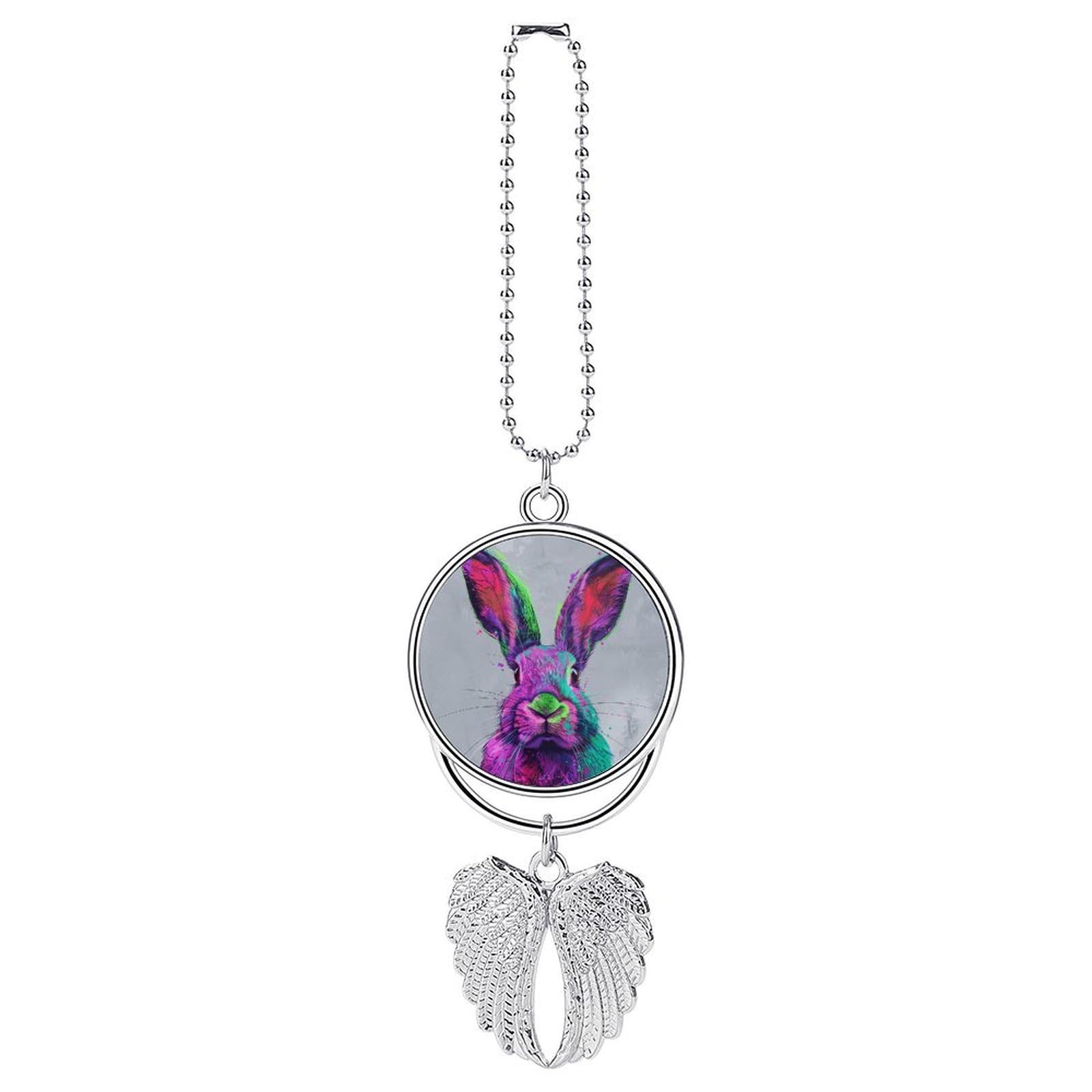 Bright Color Rabbit Car Charm Alloy Car Rear View Mirrors Hanging Ornaments Stylish Car Pendant Funny Auto Hanging Accessories Car Hanging Ornaments Gift for Women Men