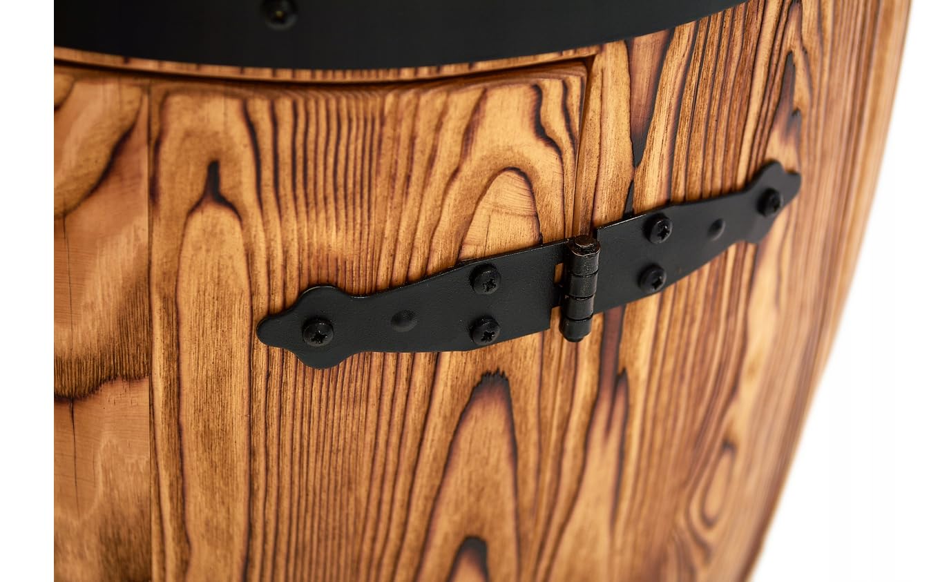 Handgefertigte Holzbar aus Gebürsteter Kiefer – Perfekt für Wein, Whisky, Tequila und Bier | Weinfass Stehtisch mit Tür | Fassbar Weinbar Wine Rack, Alkoholschrank - Verbrannt