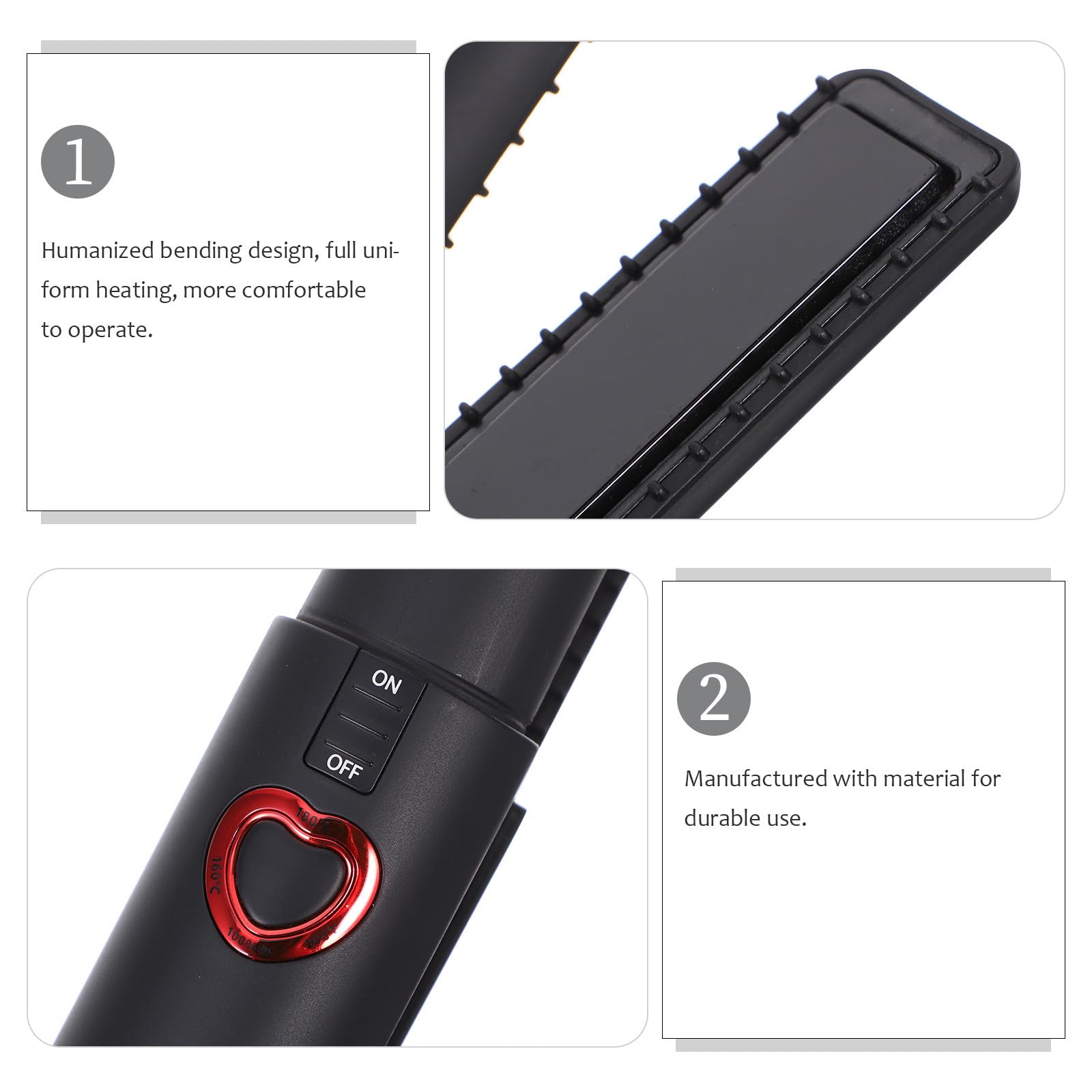 Kabelloser 2-in-1 Lockenstab und Glätteisen, Schwarz, Tragbar