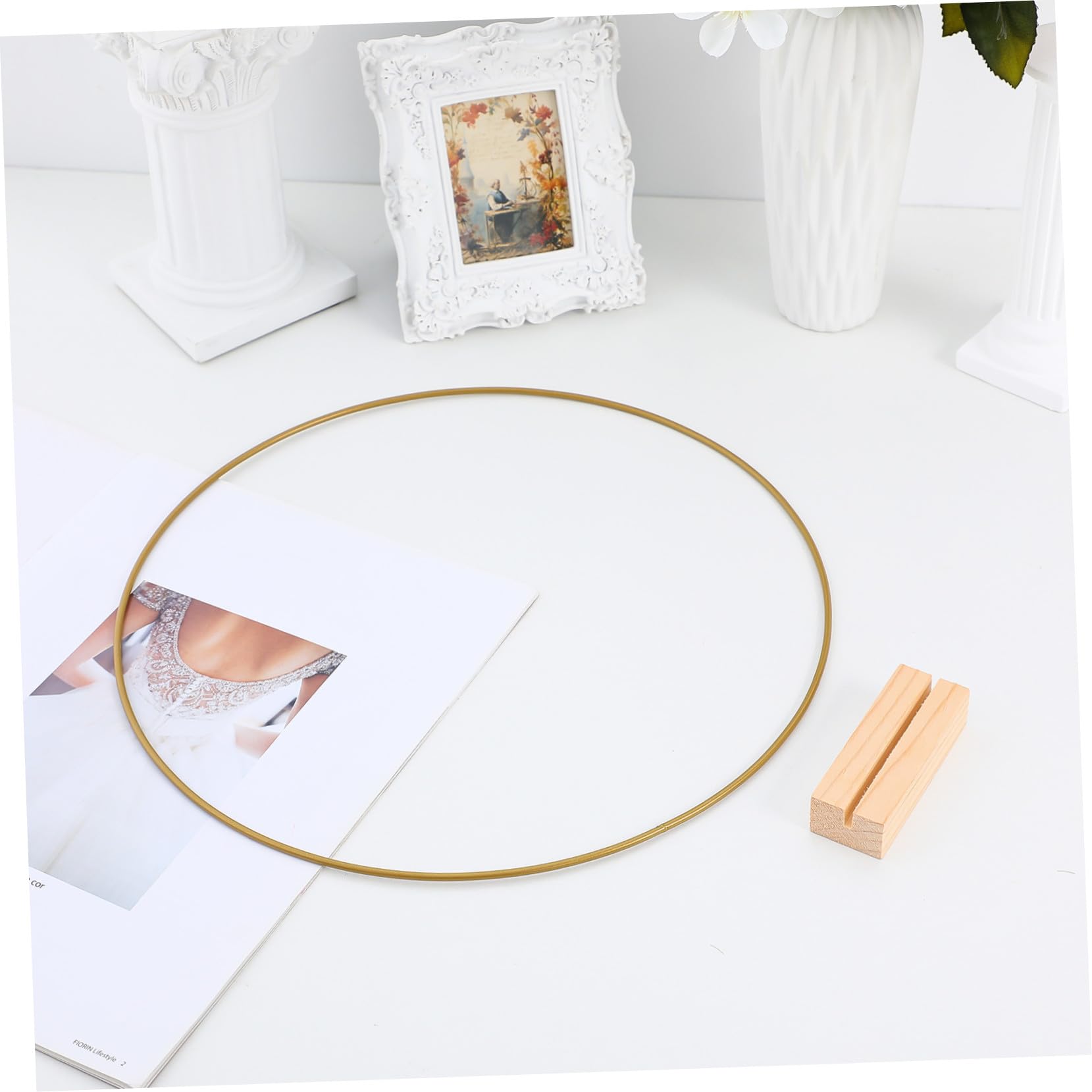 MAGICLULU 10 Unidades de Aros de Macramé para Centros de Mesa, Aros Metálicos Redondos de 30 CM con Base de Madera, Decoración Versátil para Bodas, Fiestas y Proyectos Artesanales