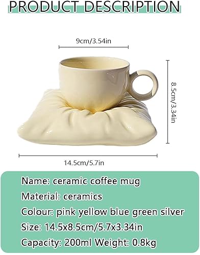 Miniatura 7 de Taza de café de cerámica, taza de cerámica con platillo, tazas de café con leche y taza de espresso, tazas de capuchino con platillos, juego de taza