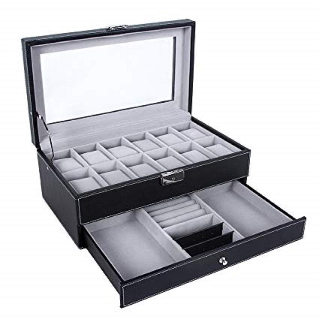 Styleys PU Leather Wrist Watch Display Box Storage Holder, Watch Case, Watch and Sunglasses Organizer for Men, Jewelry Dispay Watch Box (W79B) (B08J3MSDPH) Amazon Price History, Amazon Price Tracker