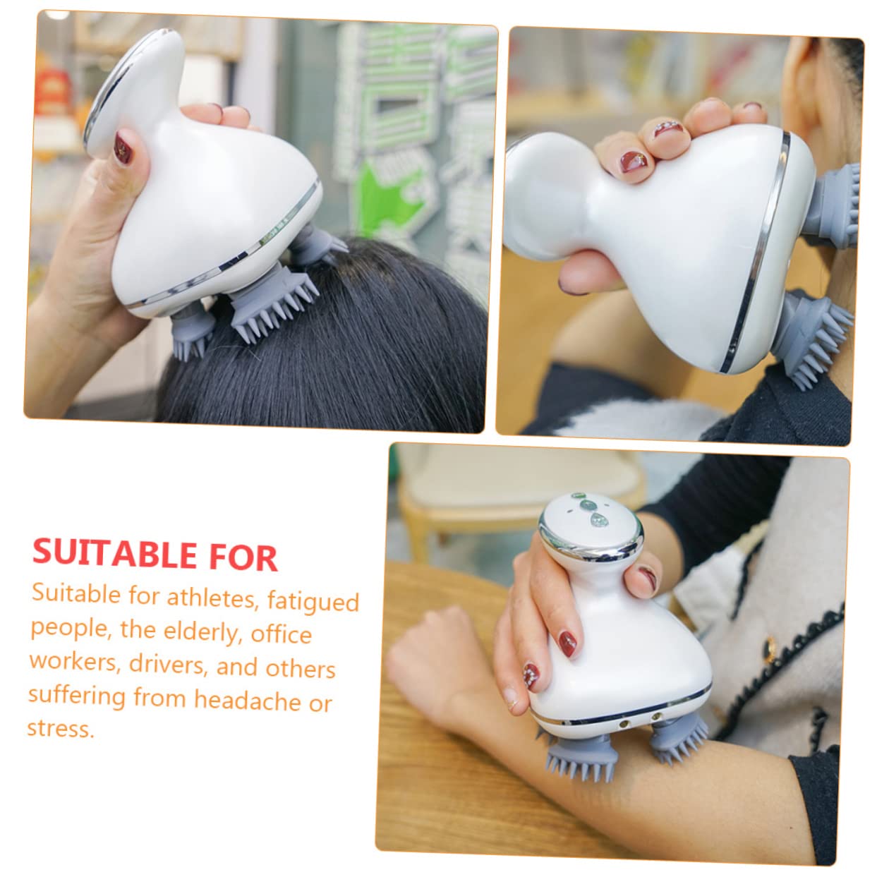 1 Juego Masajeador Eléctrico Herramienta de Masaje para Cabelludo Diseño Ergonómico Portátil y Multi Funcional para Relajación Total