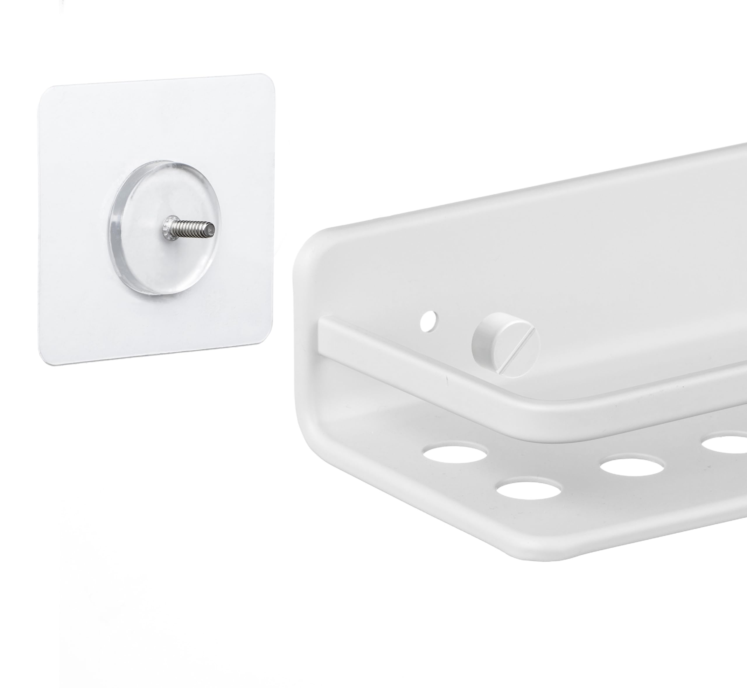 TATAY Shower Shelf No Drilling Corner Aluminium, Artic White, 20x20x5.5 cm - Image 3