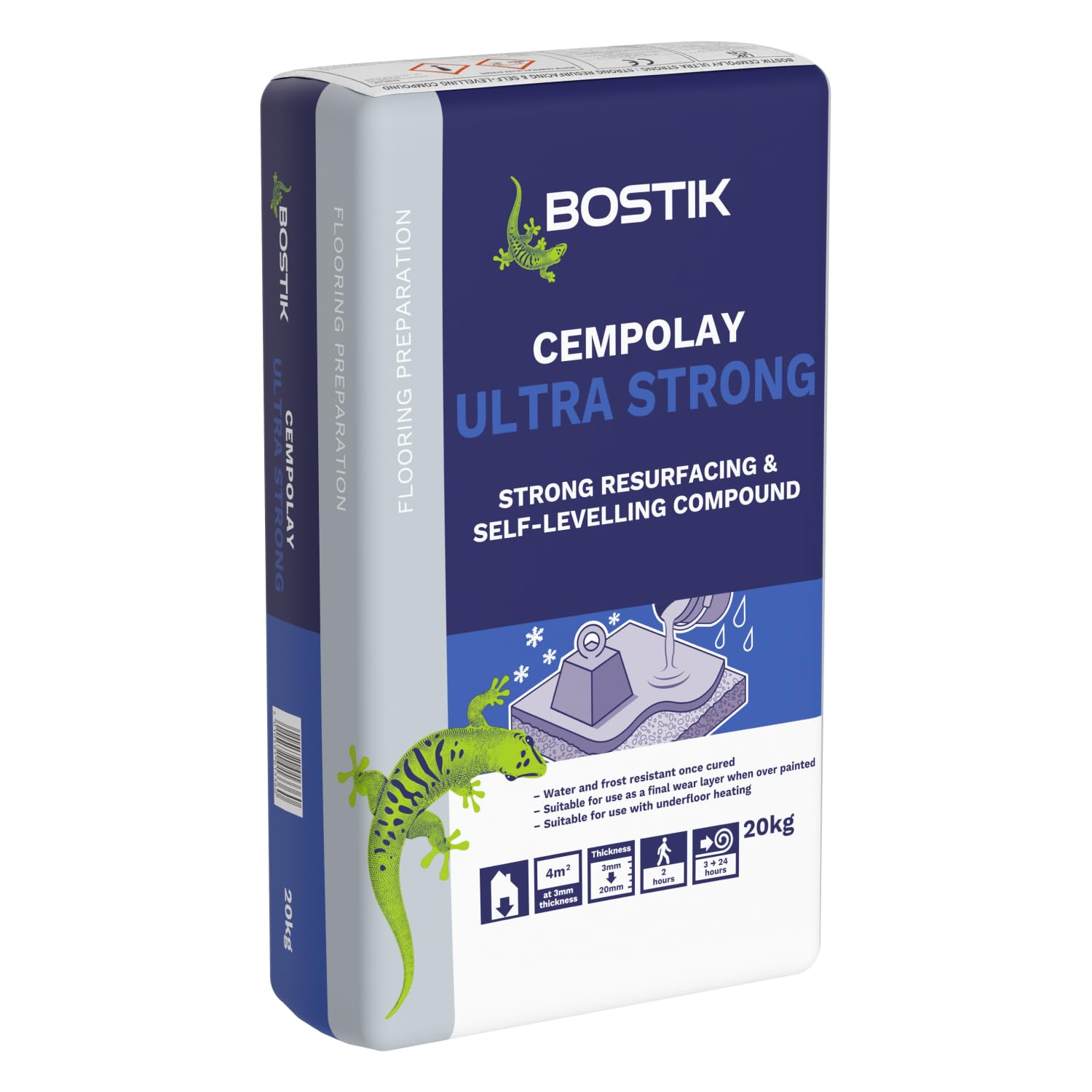 Bostik Cempolay Ultra Strong Smoothing Compound, Self-Levelling, Fast Setting, Water & Frost Resistant, 25kg