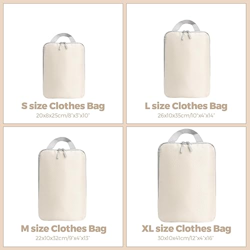 Vista 5 de Juego de 4 cubos de compresión para maleta, bolsas organizadoras de equipaje que ahorran espacio, esenciales de viaje ligeros para un embalaje