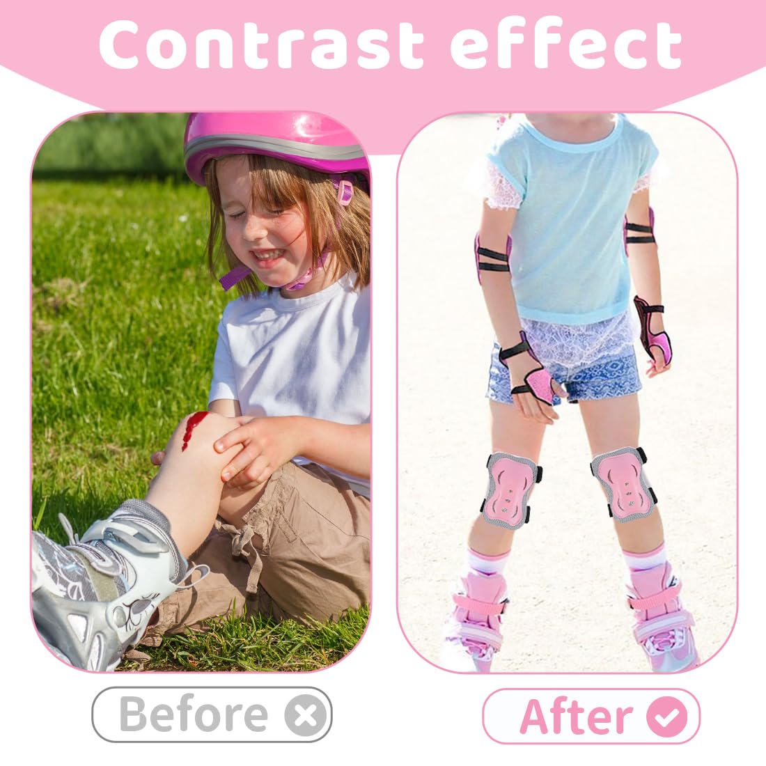 NHQZ Protezione Kit per Bambini, 6 in 1 Ginocchiere Gomitiere Tutore Polso Protezioni Set, Regolabile Attrezzatura Protettiva, Scooter e Rollerblade