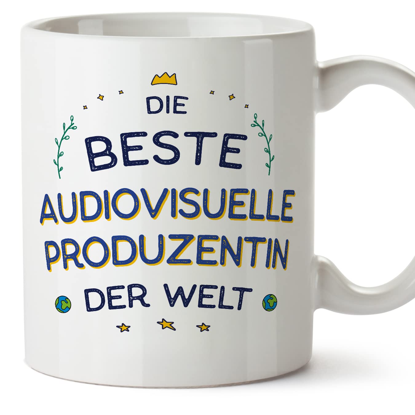 MUGFFINS Audiovisual Producer Woman Mug - in German - Beste der Welt - Funny Gift for Colleagues - Ceramic 11oz Mug â image 1