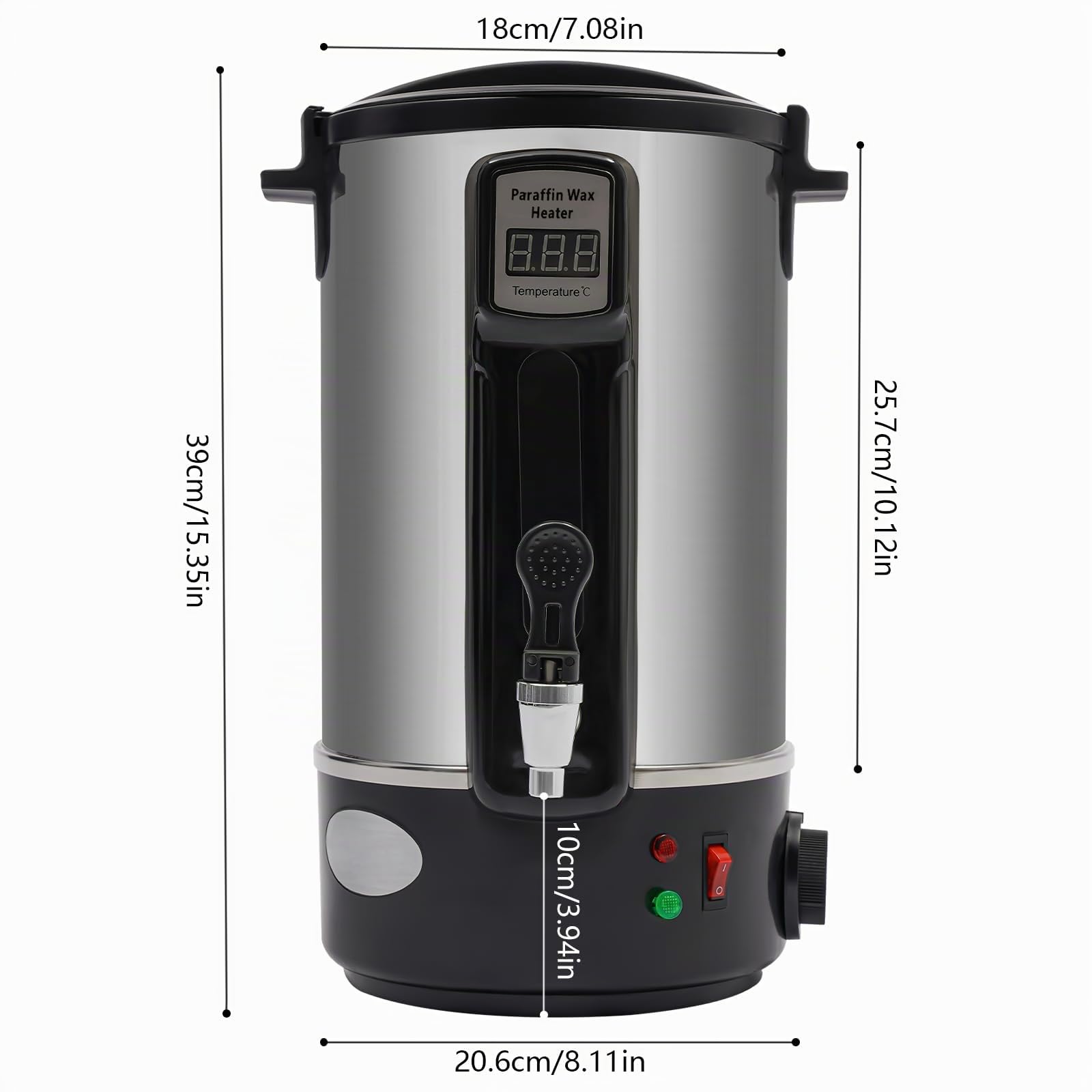 Fundidor de cera de 8 litros - Olla de fusión de cera eléctrica de acero inoxidable de 1100 W con pantalla digital LED, temperatura ajustable de 30 a 100 °C de calentamiento rápido para hacer