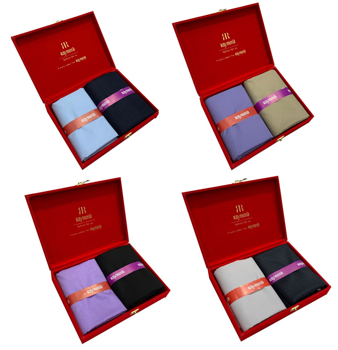 Raymond Printed Shirt and Trouser Fabric Combo in Velvet box Packing VComboPlain4-2( 2.30 meter Shirt ,1.2 meter pant)